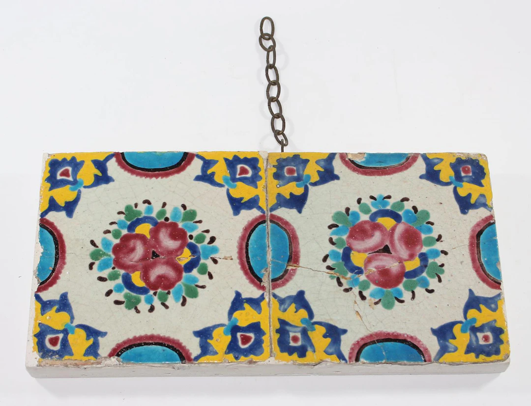 Paar persische Fliesen, wohl Safavid Dynastie. Fliesen je 20 x 20 cm