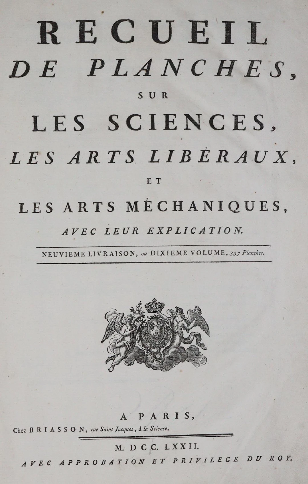 Diderot,D. u. J.d`Alembert. (Encyclopédie). Recueil de planches