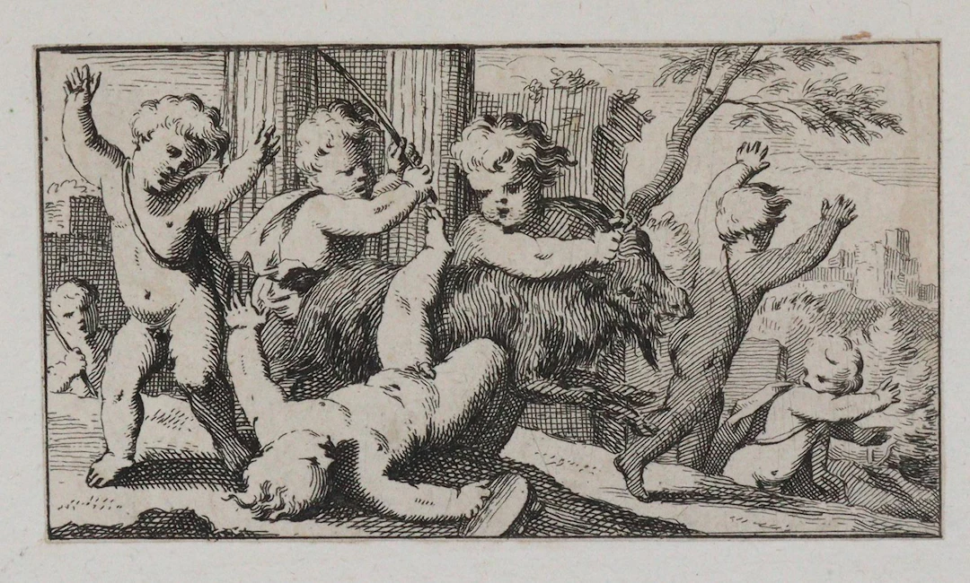 Somer II, Paul van (um 1649 - 1694). Eine Gruppe Putti im Kampf mit