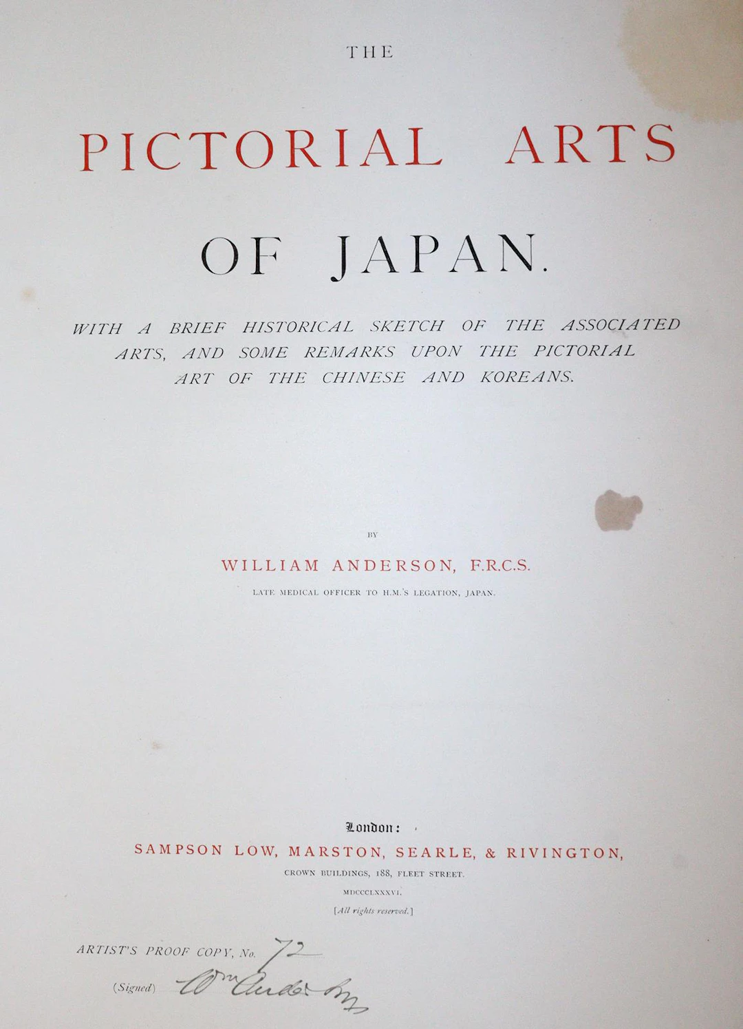 Anderson,W. The pictorial arts of Japan. With a brief historical sketch