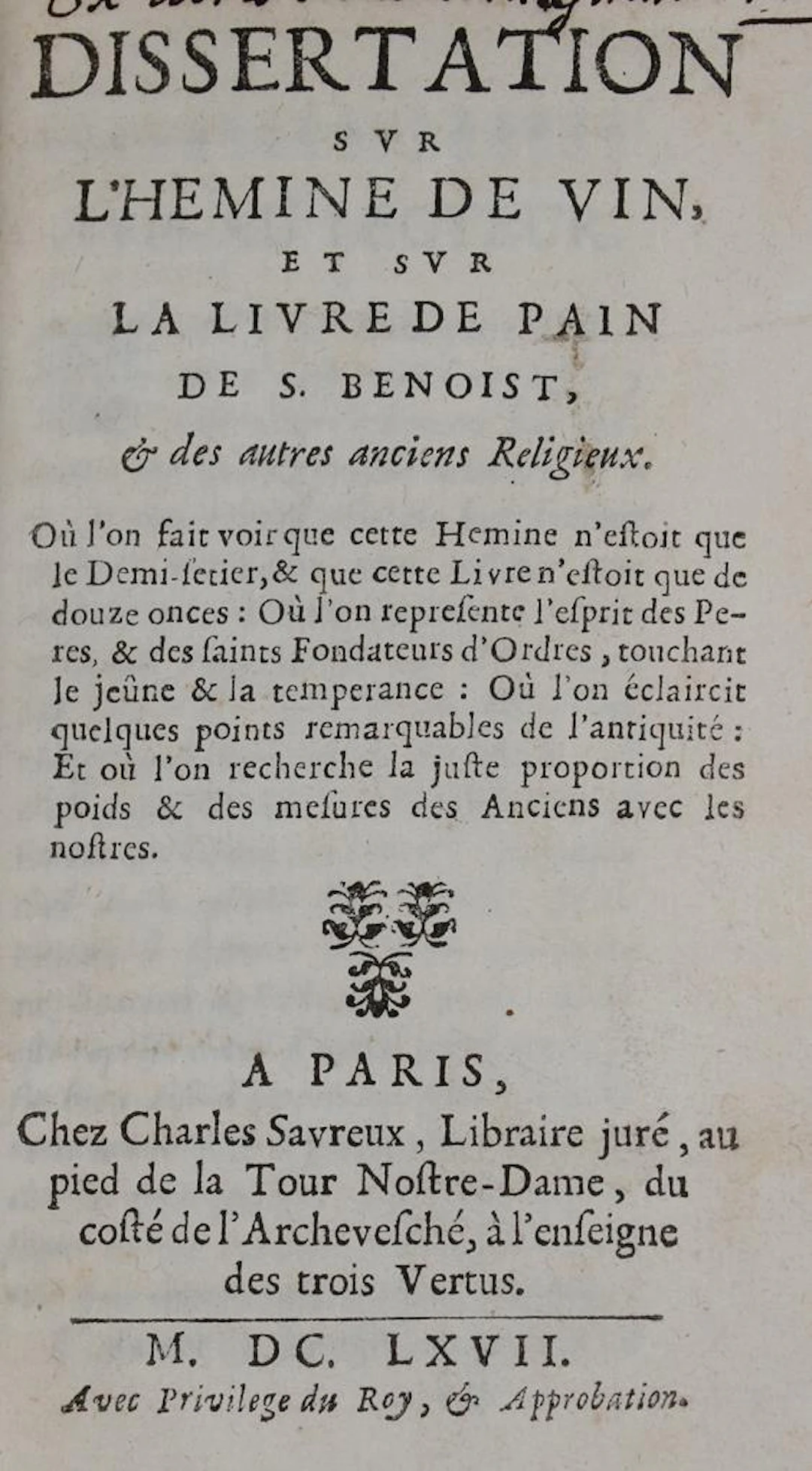 (Lancelot,C.). Dissertation sur l'hemine de vin