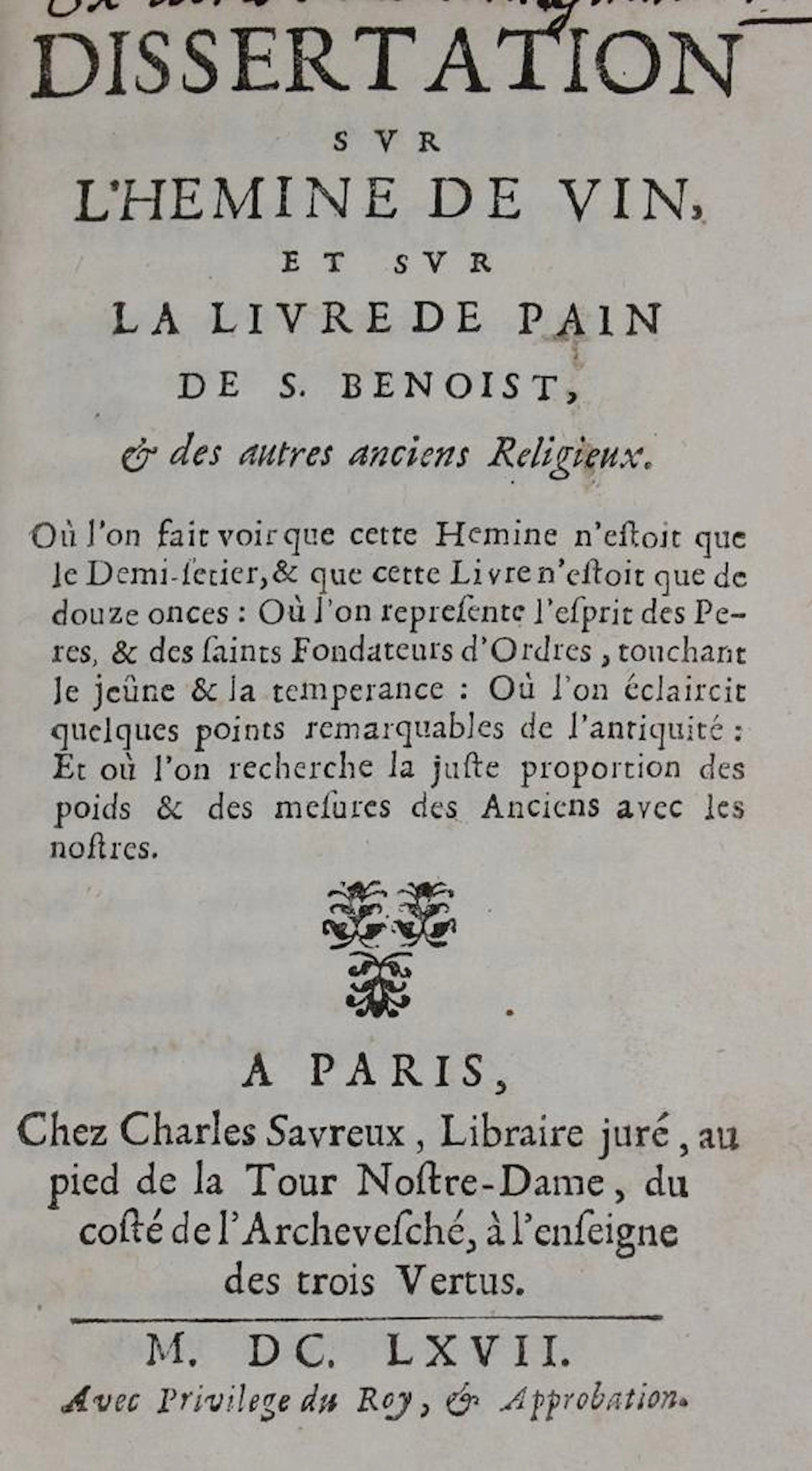 (Lancelot,C.). Dissertation sur l'hemine de vin