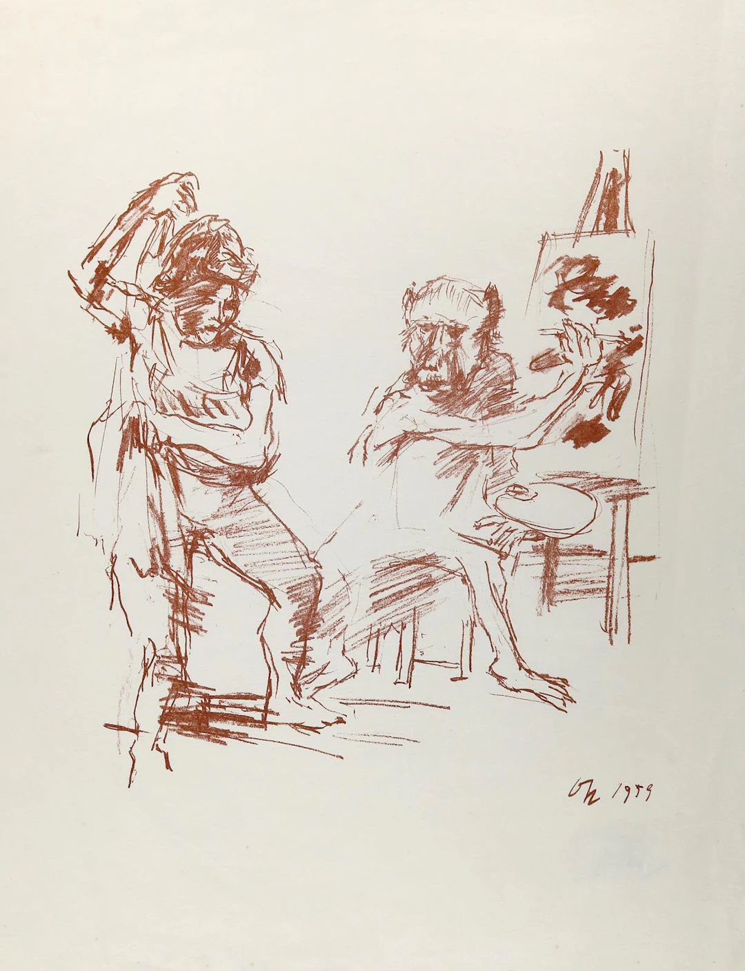 Kokoschka, Oskar (1886 Pöchlarn - Montreux 1980). 2 Bll. Lithogr.