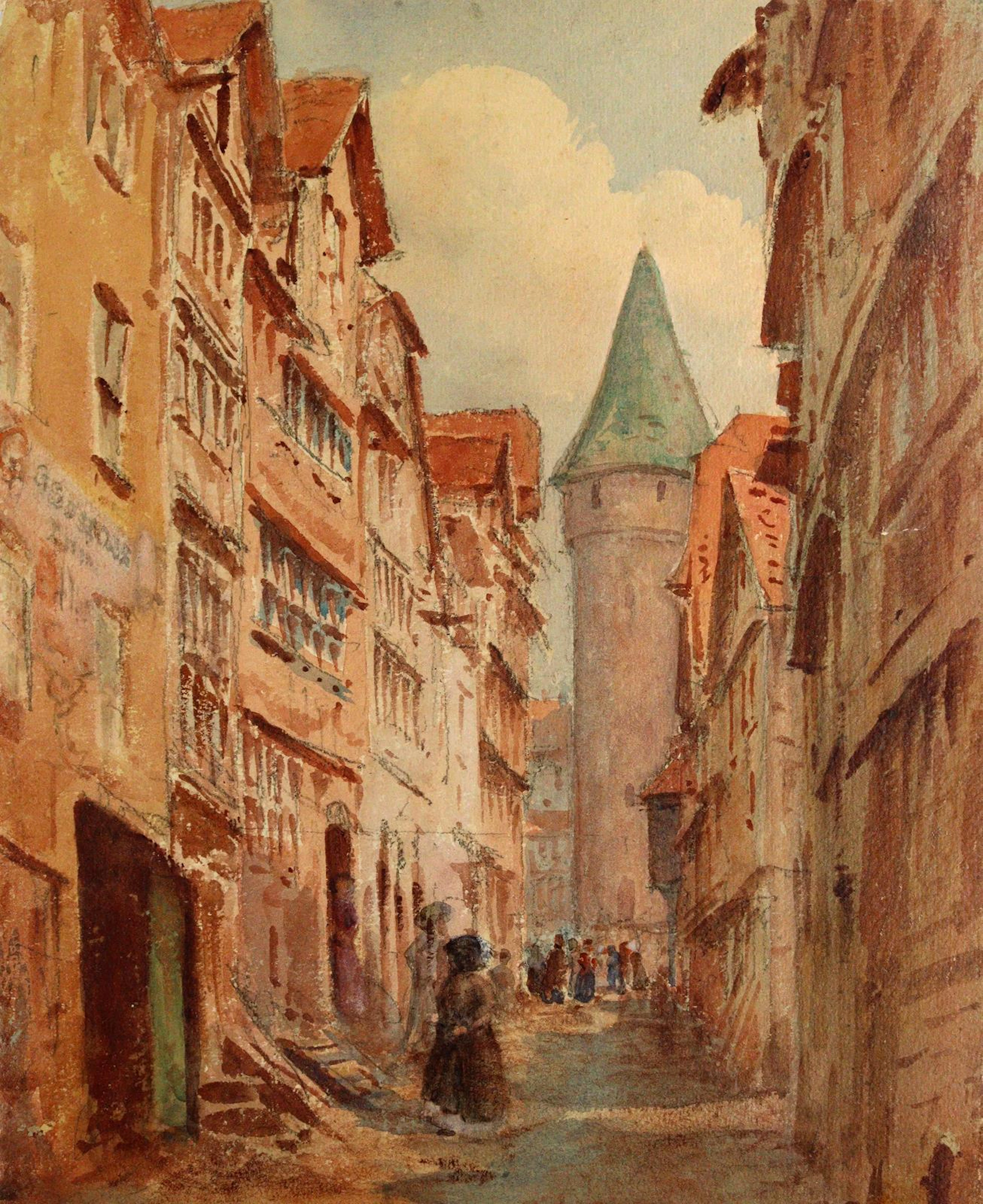 Kassel. Historische Straße am Druselturm