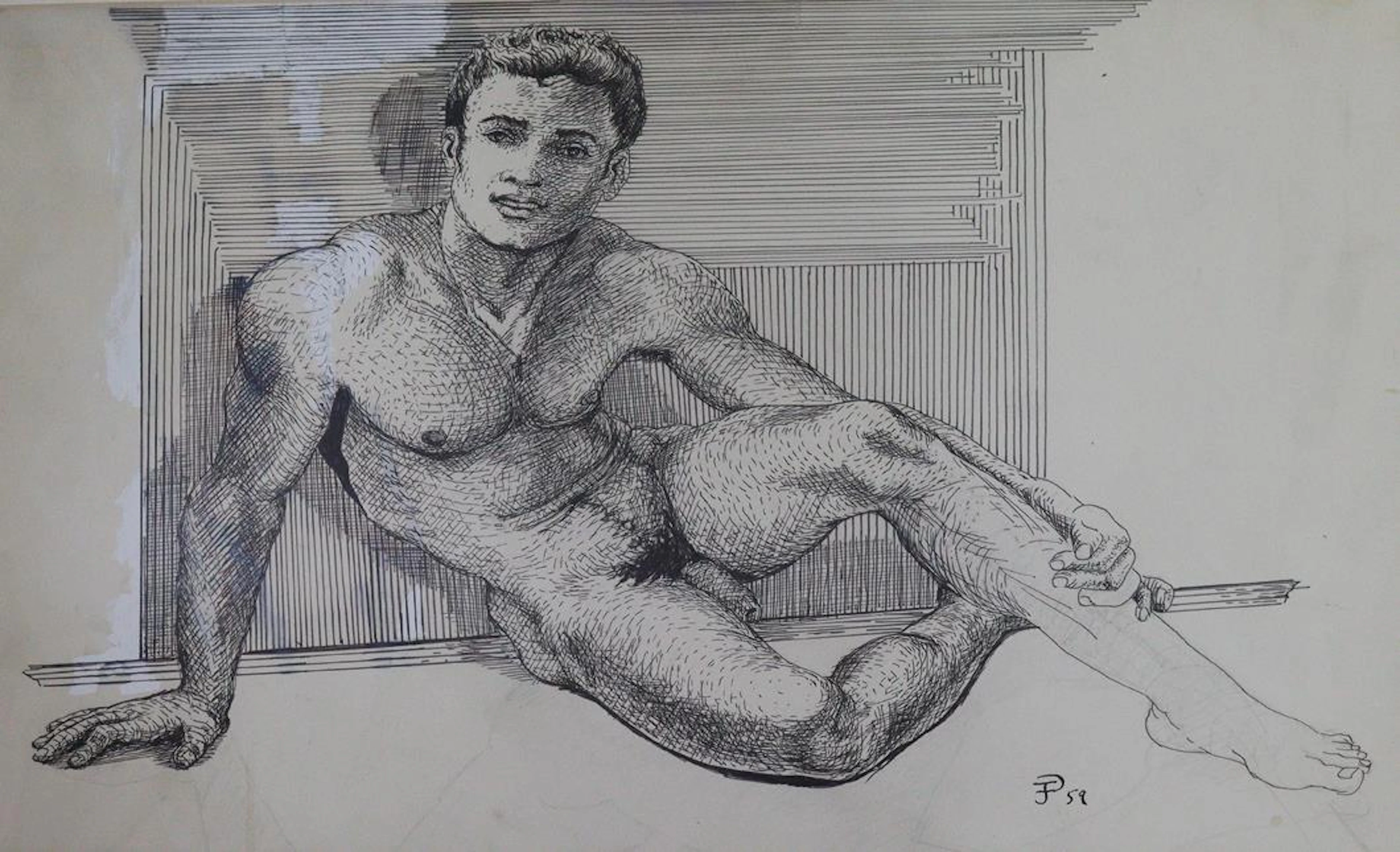 Barrington, John S. (1920 - 1991). 12 Blätter. Male nudes. Verschiedene