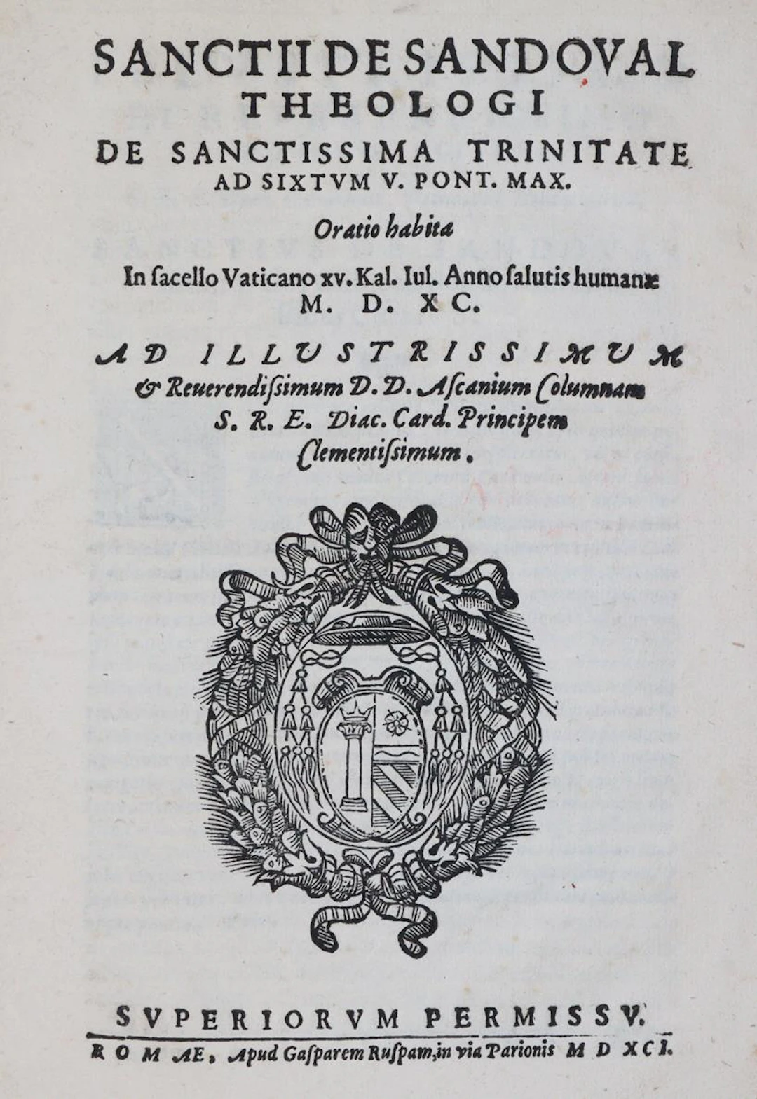 Sandoval,S.de. De sanctissima trinitate ad Sixtvm V... Oratio habita