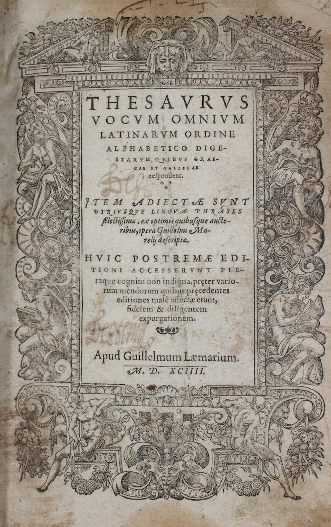 Morel,G. Thesaurus vocum omnium latinarum ordine alphabetico digestarum