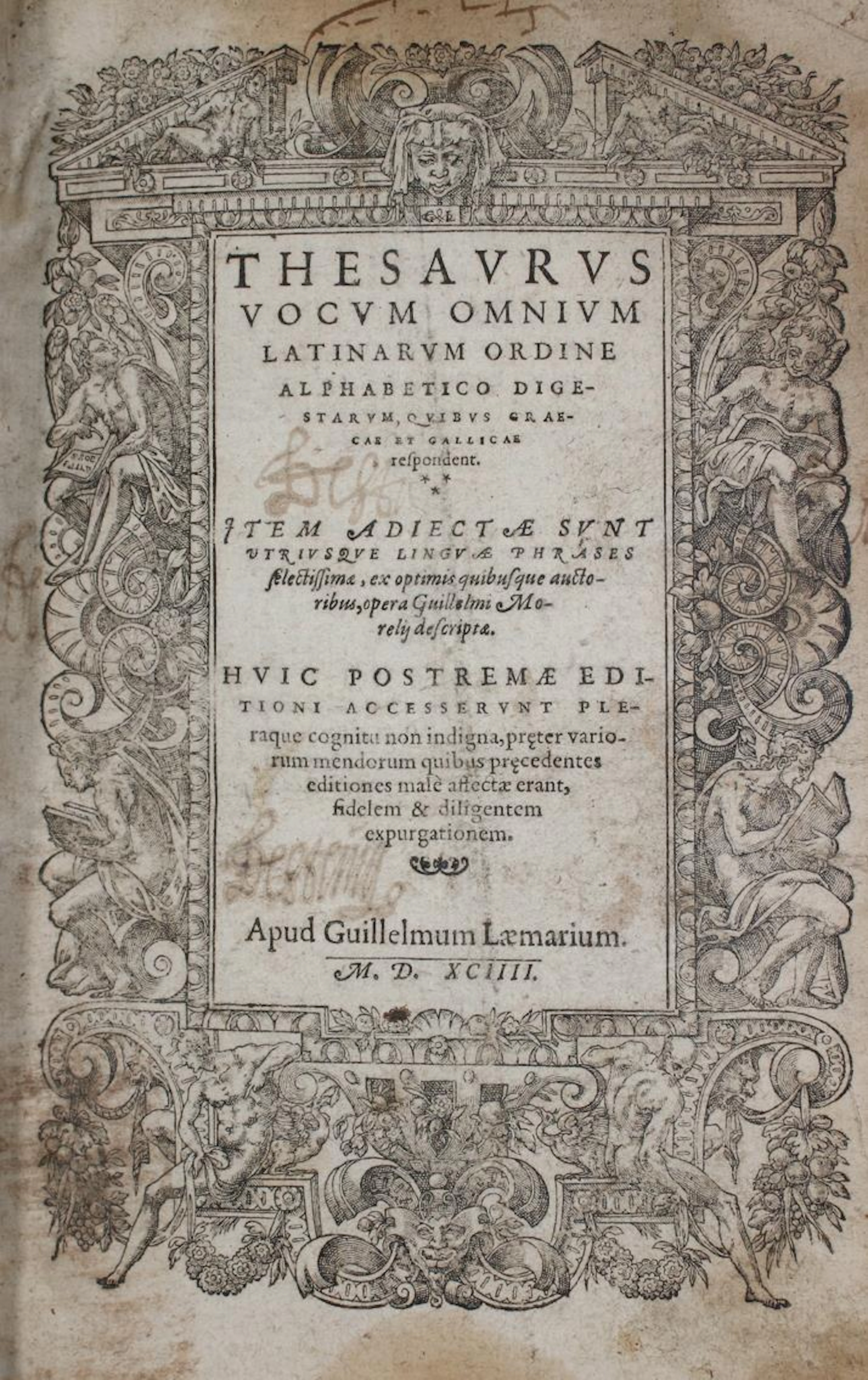 Morel,G. Thesaurus vocum omnium latinarum ordine alphabetico digestarum