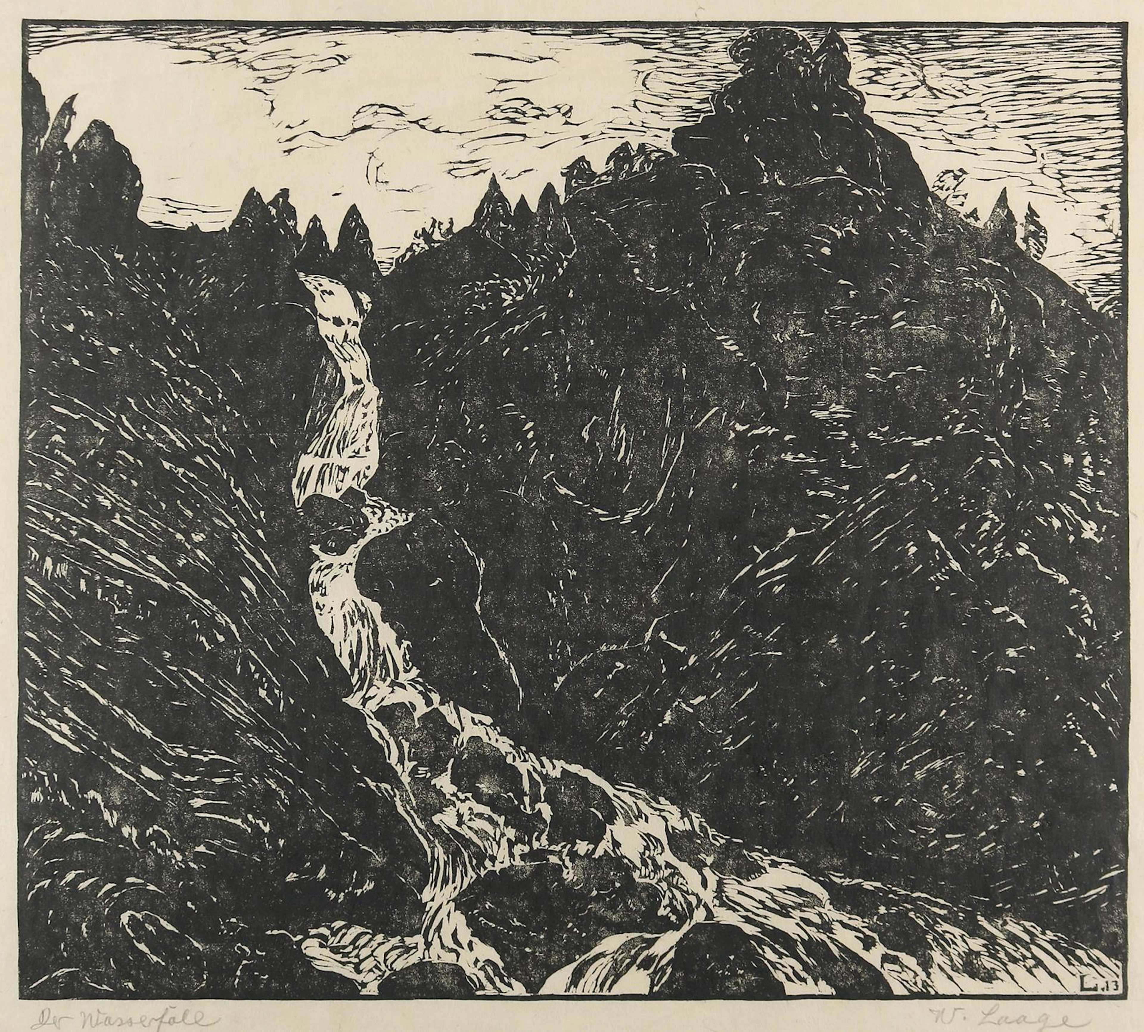 Laage, Wilhelm (1868 Stellingen - Ulm 1930). Der Wasserfall (um 1913).