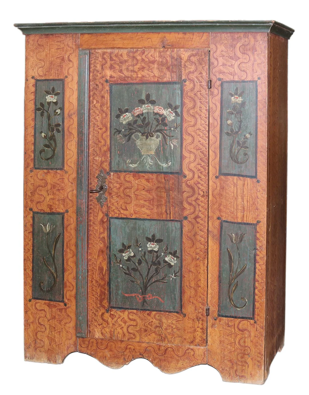 Bauernschrank Barock Thühringen o. Sachsen 18.Jh. Eintüriger Schrank mit feiner
