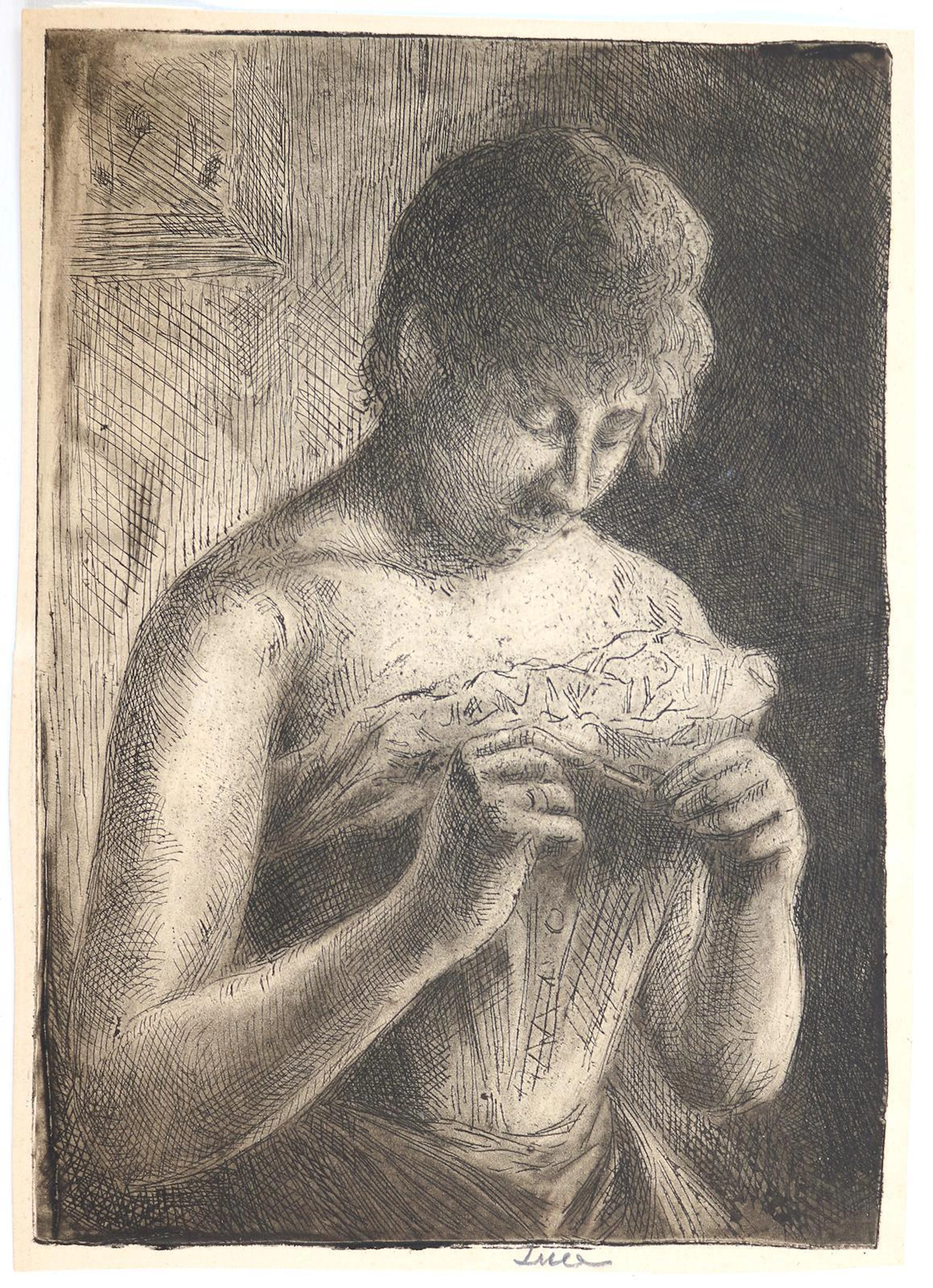 Luce, Maximilien (1858 Paris 1941). Portrait einer Frau im Korsett.