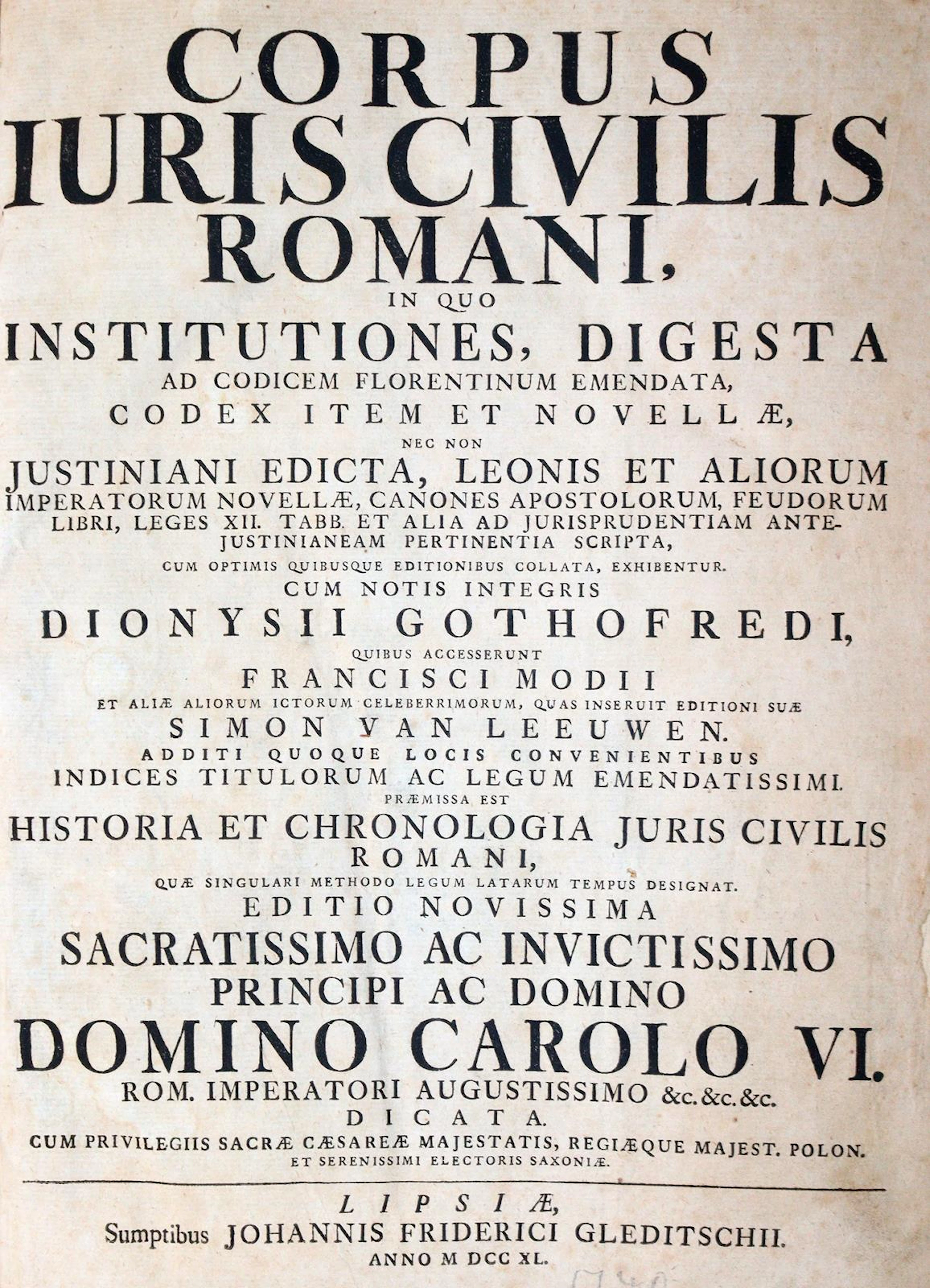 Corpus Iuris Civilis Romani, cum notis integris Dionysii Gothofredi...