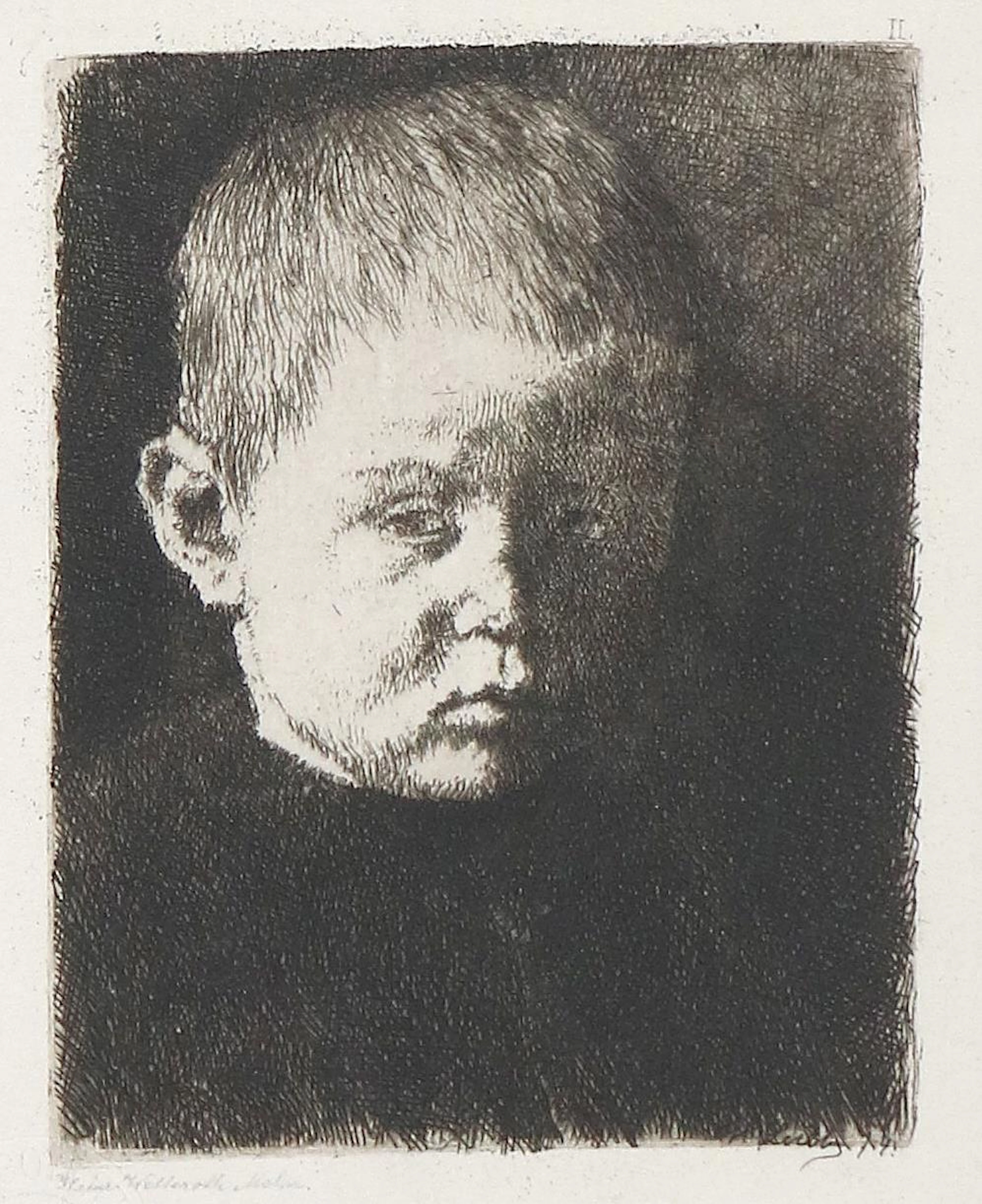 Leibl, Wilhelm (1844 Köln - Würzburg 1900). Bildnis eines Knaben.