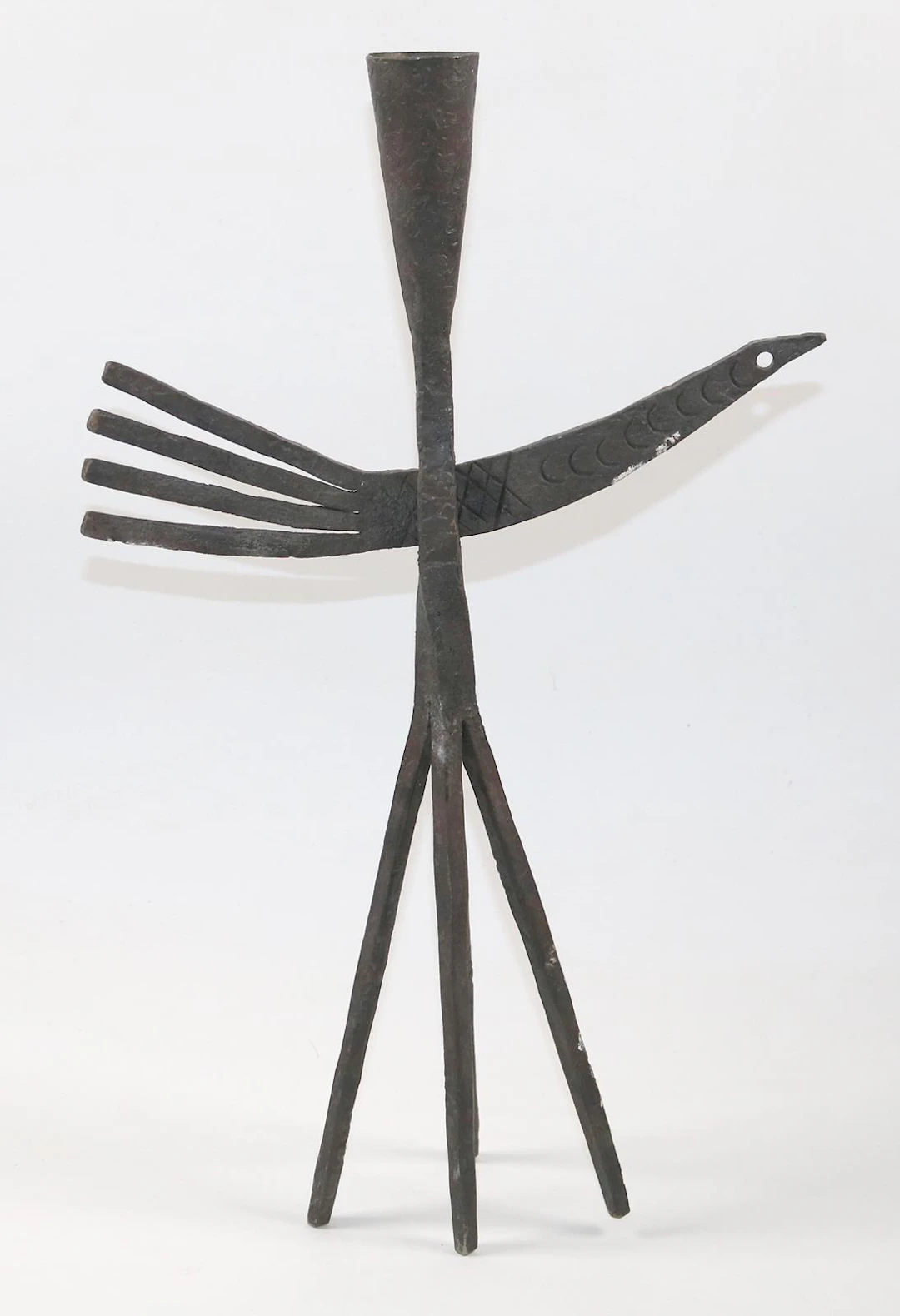 Skura, Stanislaw (1909-1981) Gusseiserner Leuchter mit Vogelskulptur