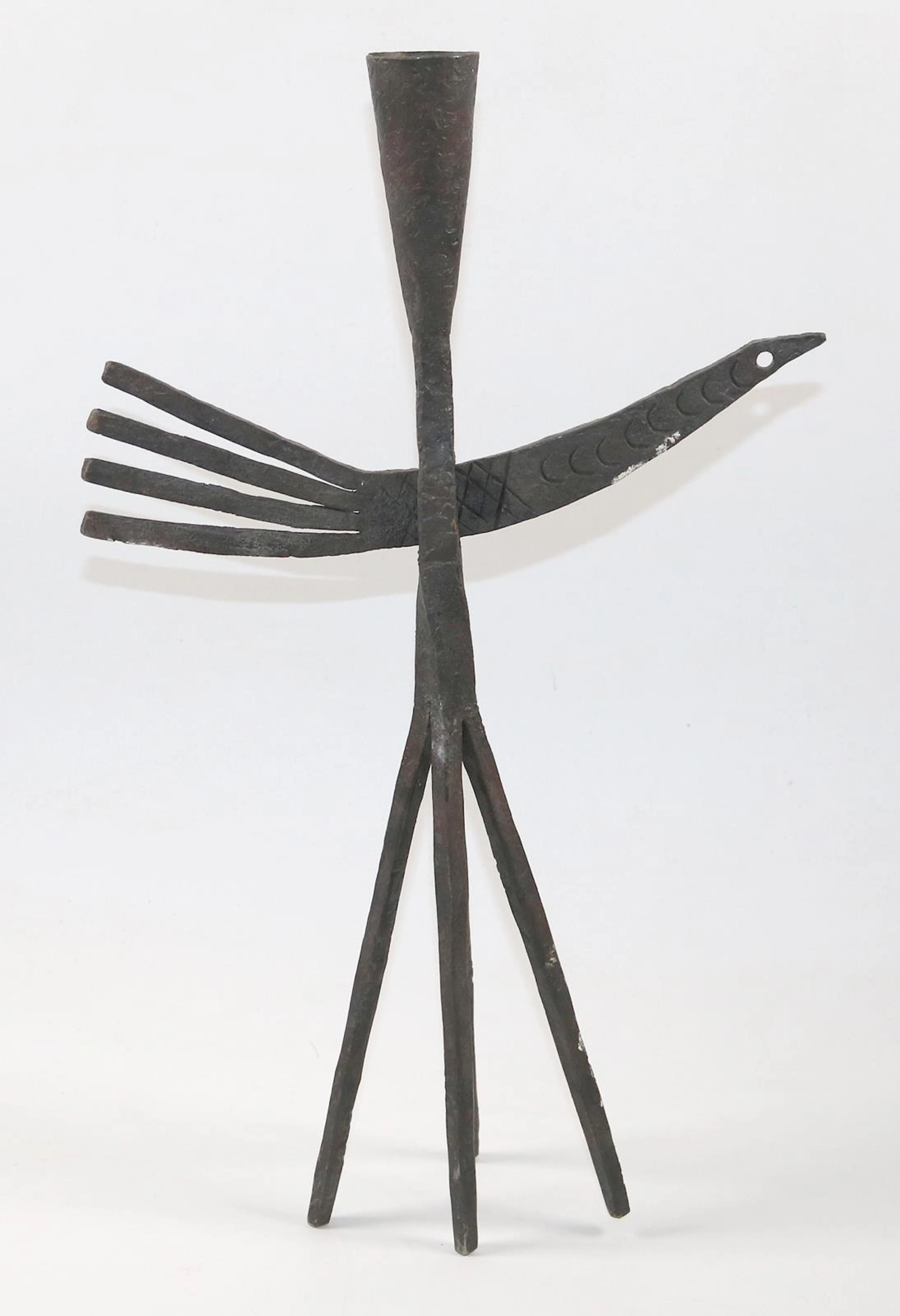Skura, Stanislaw (1909-1981) Gusseiserner Leuchter mit Vogelskulptur
