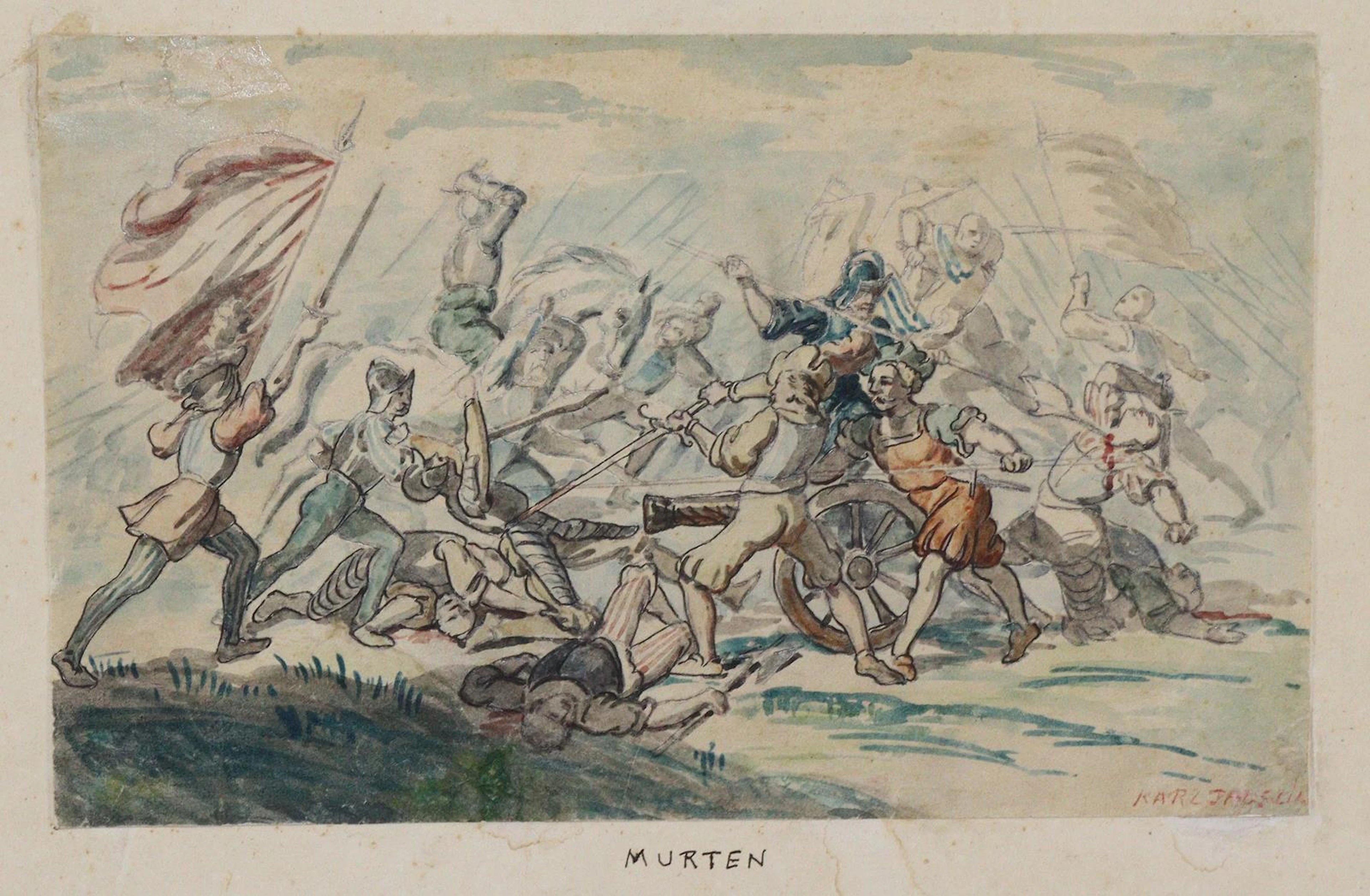 Jauslin, Karls (1842 Muttenz 1904) u.a. Kleine Sammlung von 16 Blatt