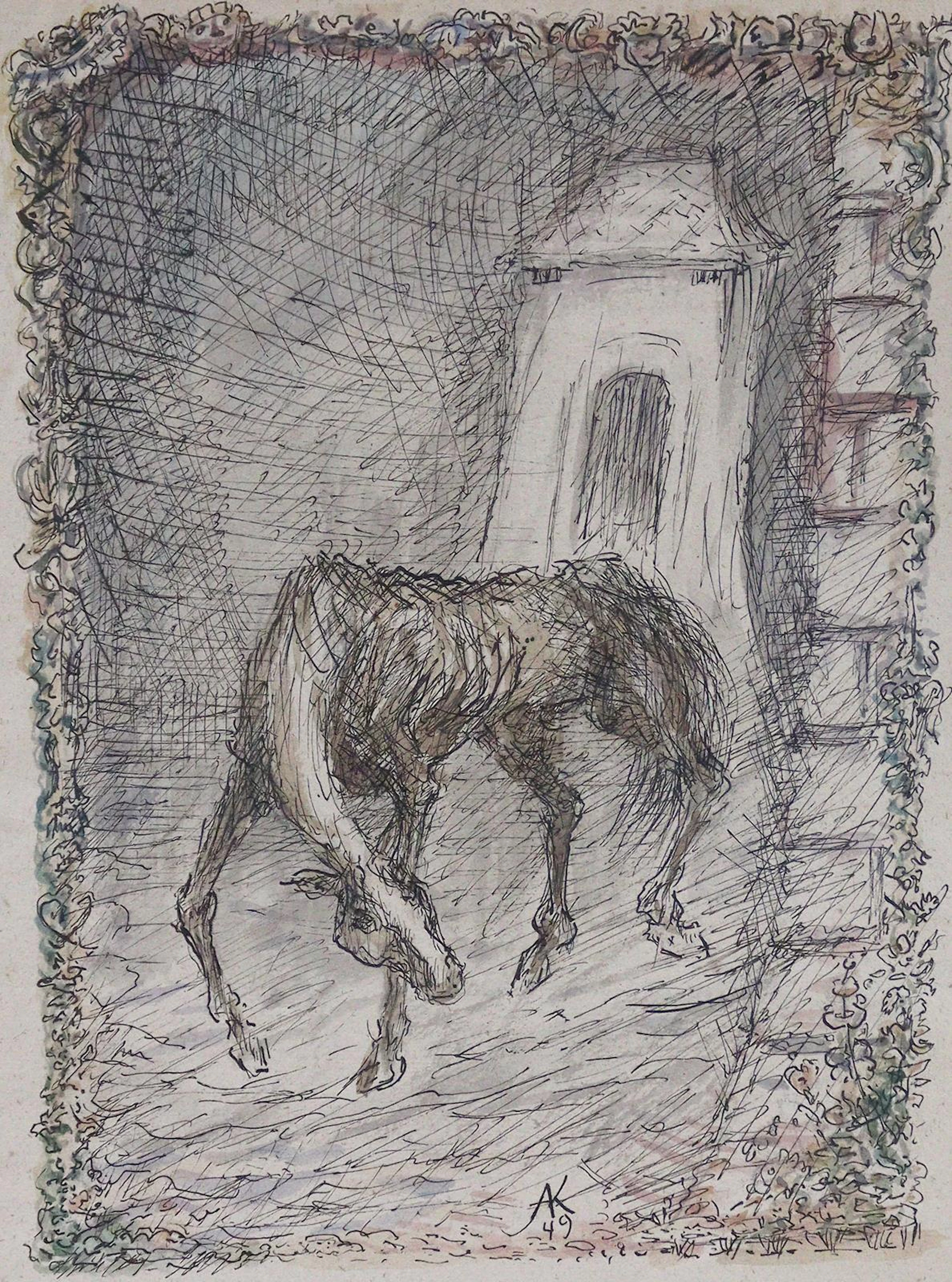 Kubin, Alfred (1877 Leitmeritz - Zwickledt 1959). Das Kriegspferd.