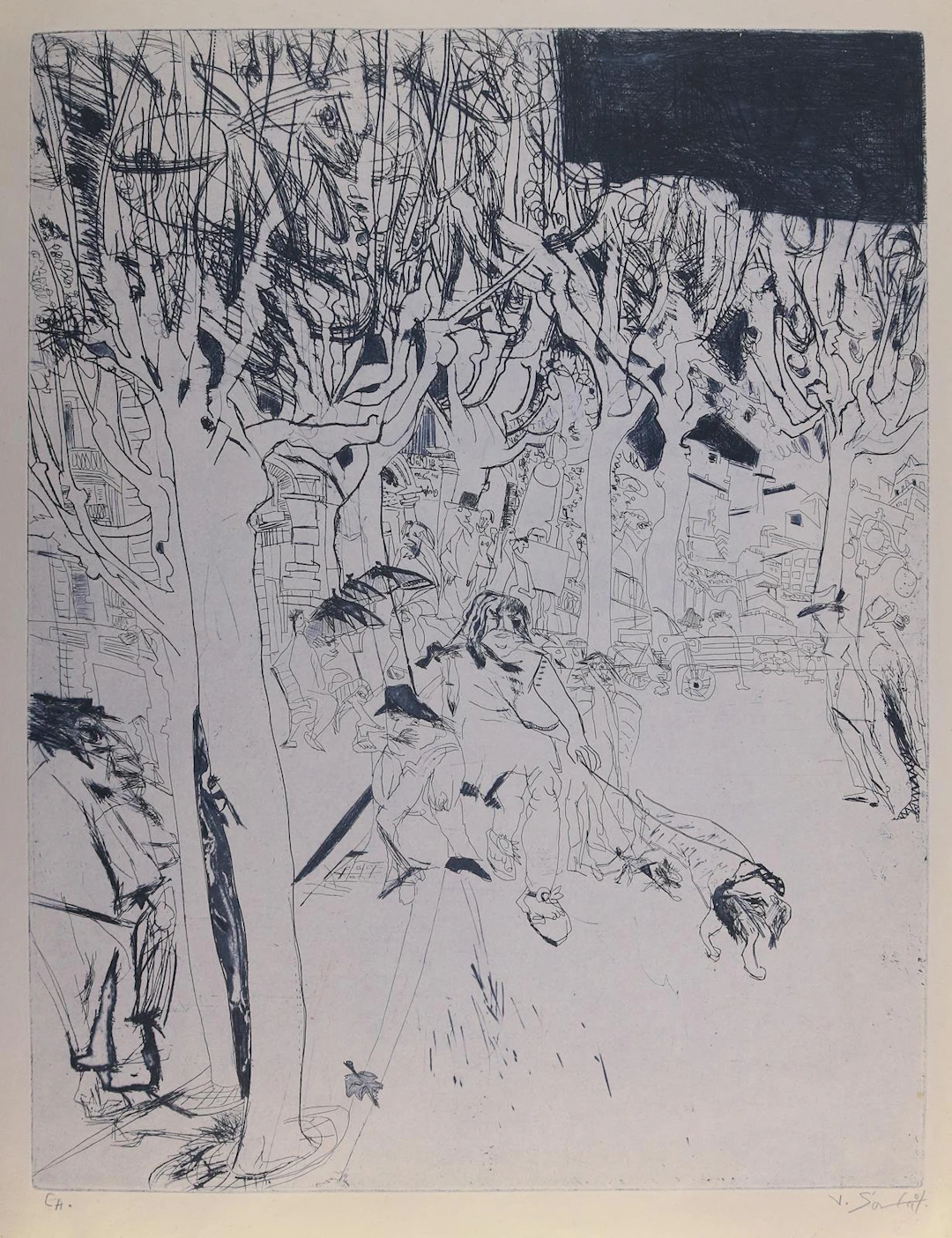 Sammet, Volker (1941 Stuttgart - Plochingen 2021). Hunde-Promenade.