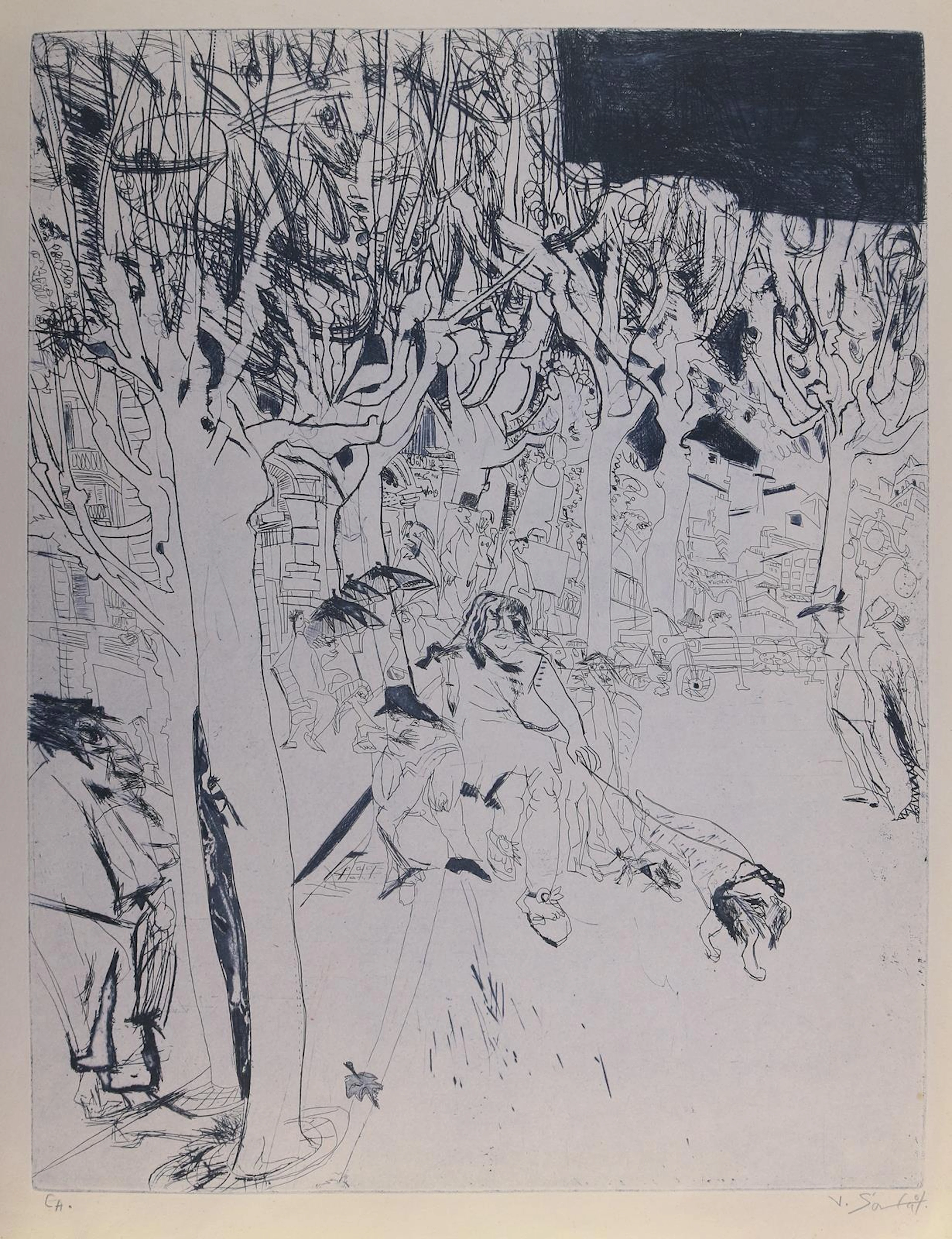 Sammet, Volker (1941 Stuttgart - Plochingen 2021). Hunde-Promenade.