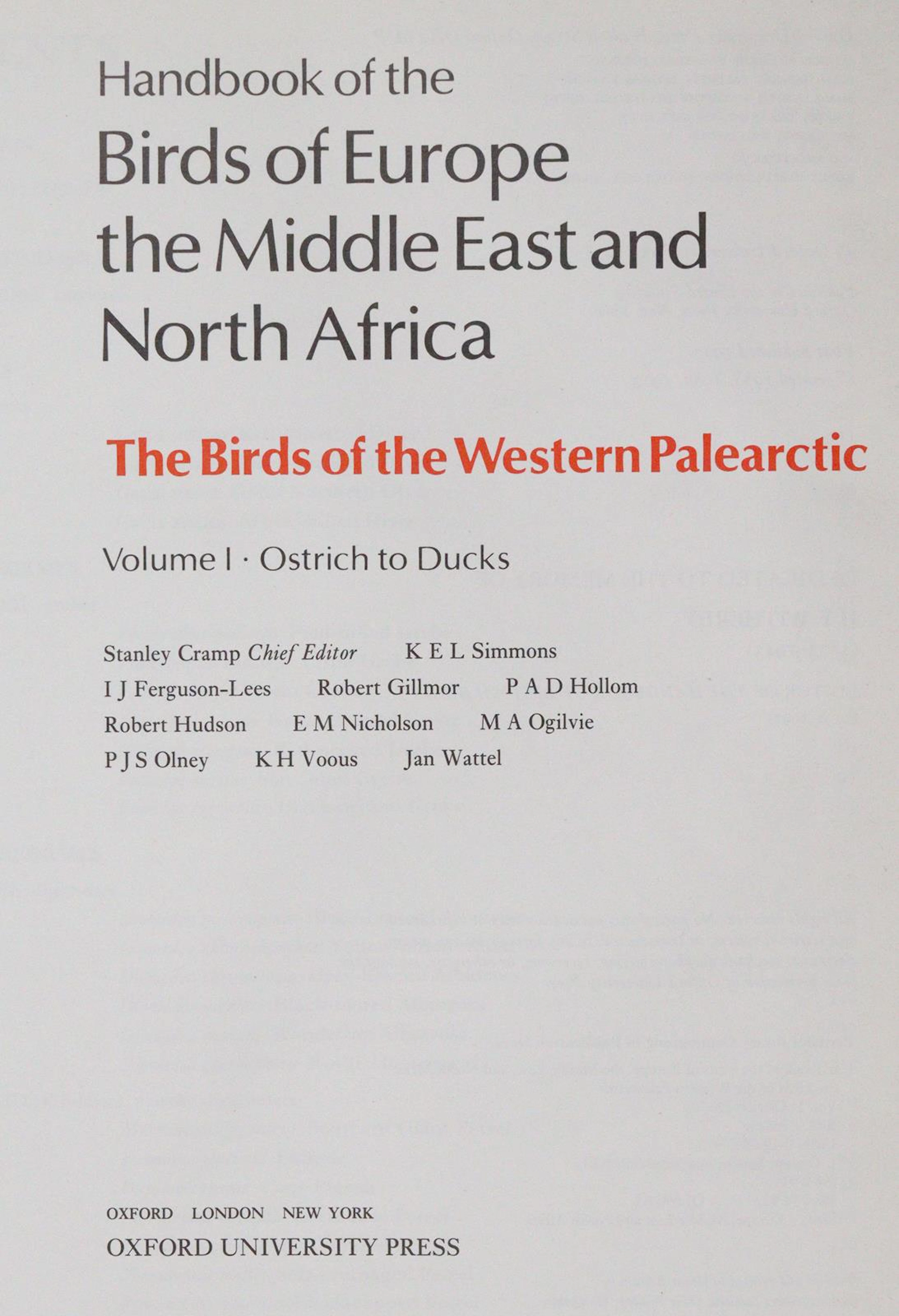 Handbook of the Birds of Europe