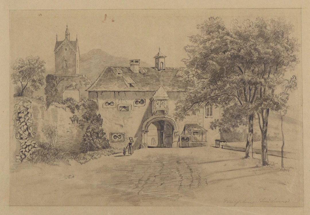 Trübner, Wilhelm (1851 Heidelberg - Karsruhe 1917). Vorm alten Torhaus.