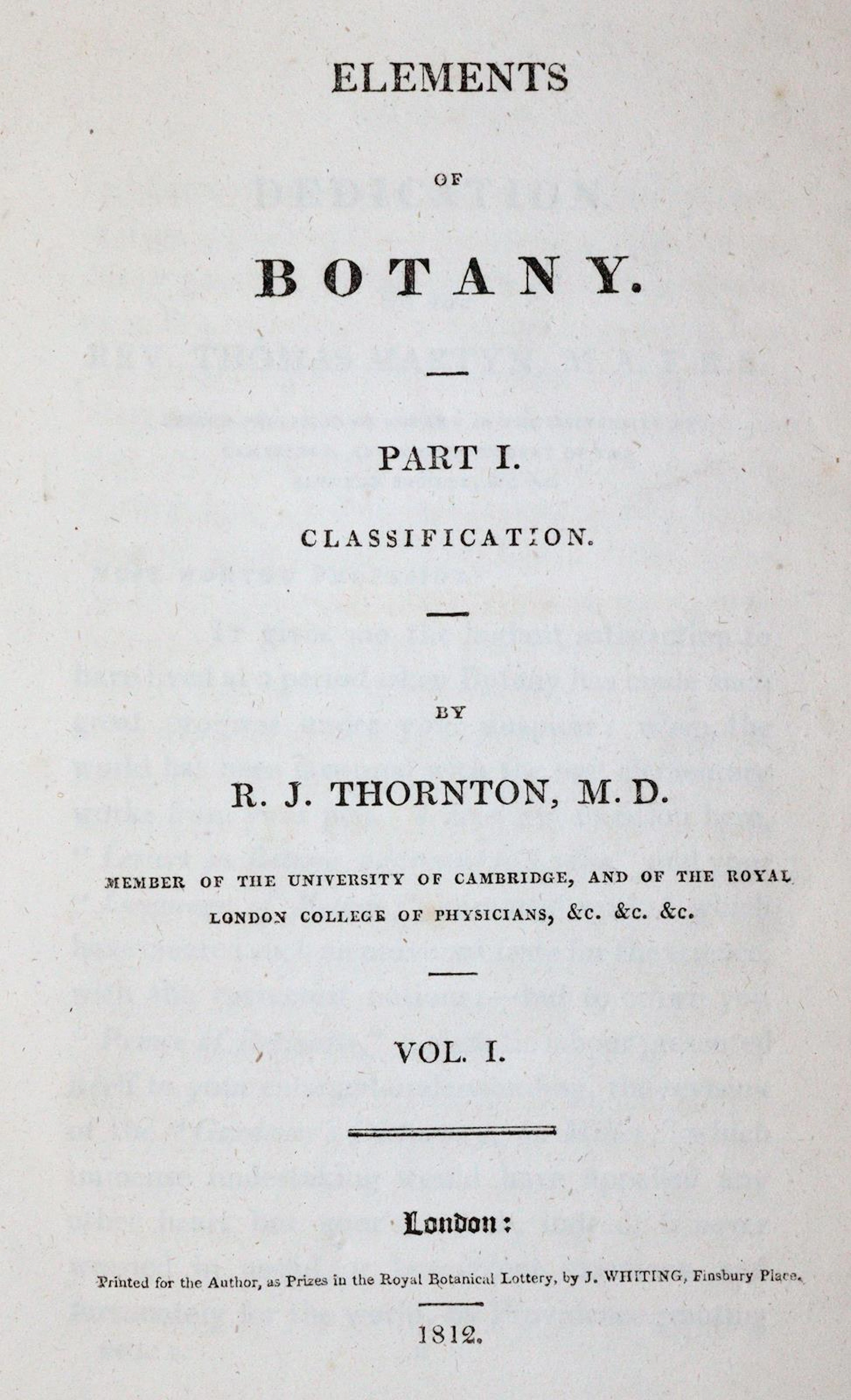 Thornton,R.J. Elements of botany. 2 Bde. London
