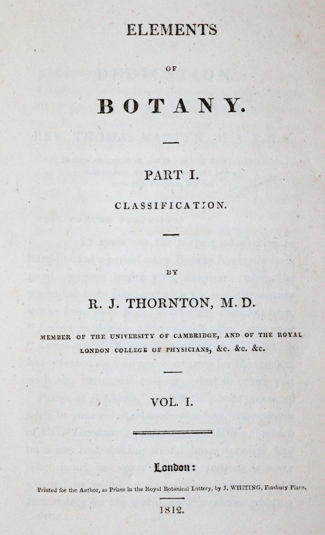Thornton,R.J. Elements of botany. 2 Bde. London