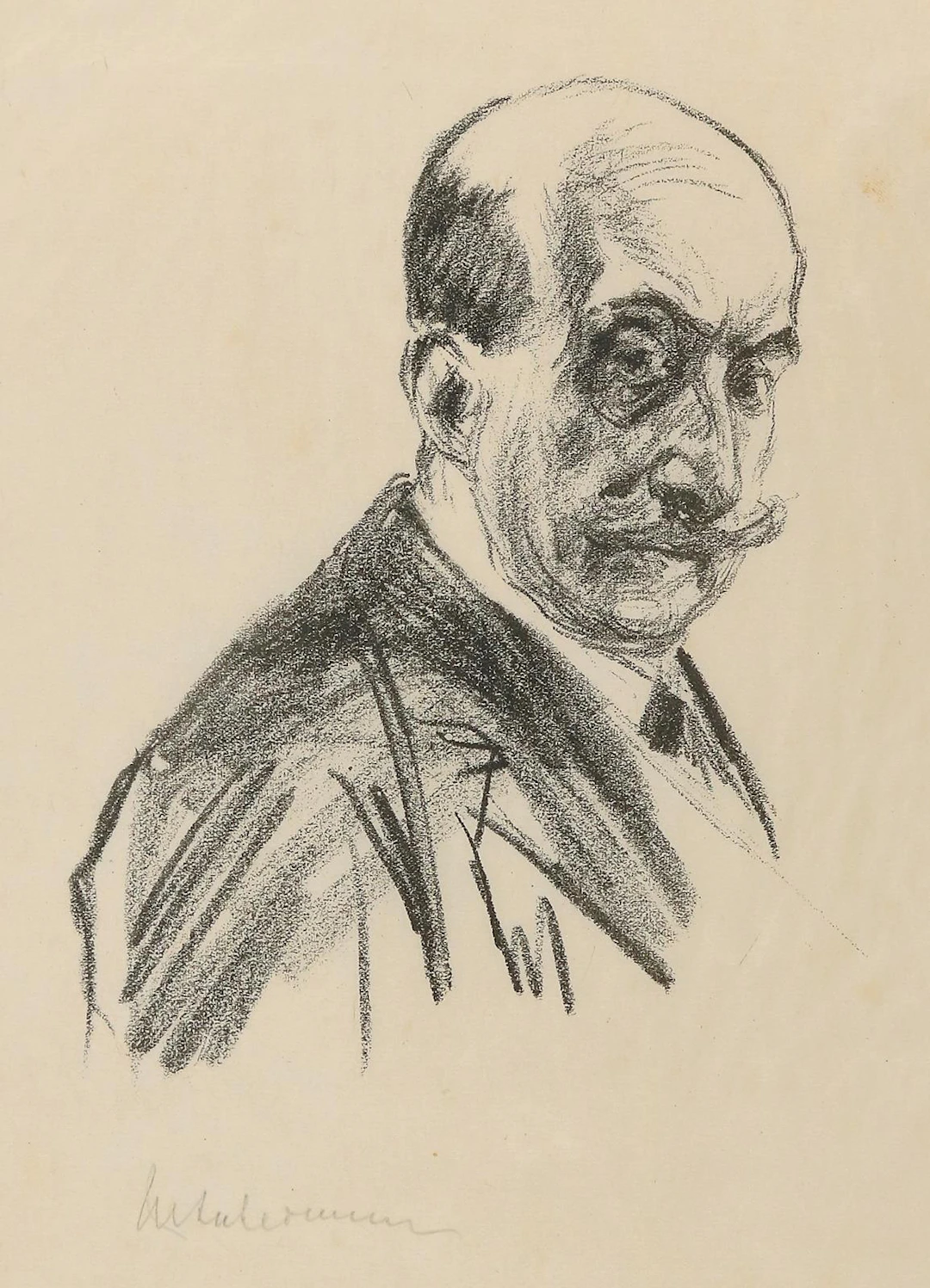Liebermann, Max (1847 Berlin 1935). Selbstportrait. Kreidelithographie