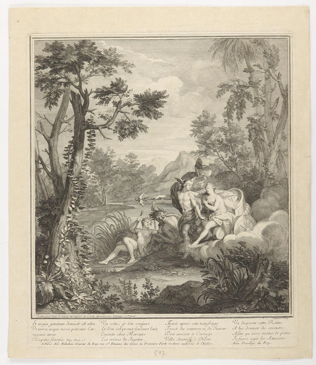 Massé, Jean-Baptiste (1687 Paris 1767). Venus und Merkur. Radierung