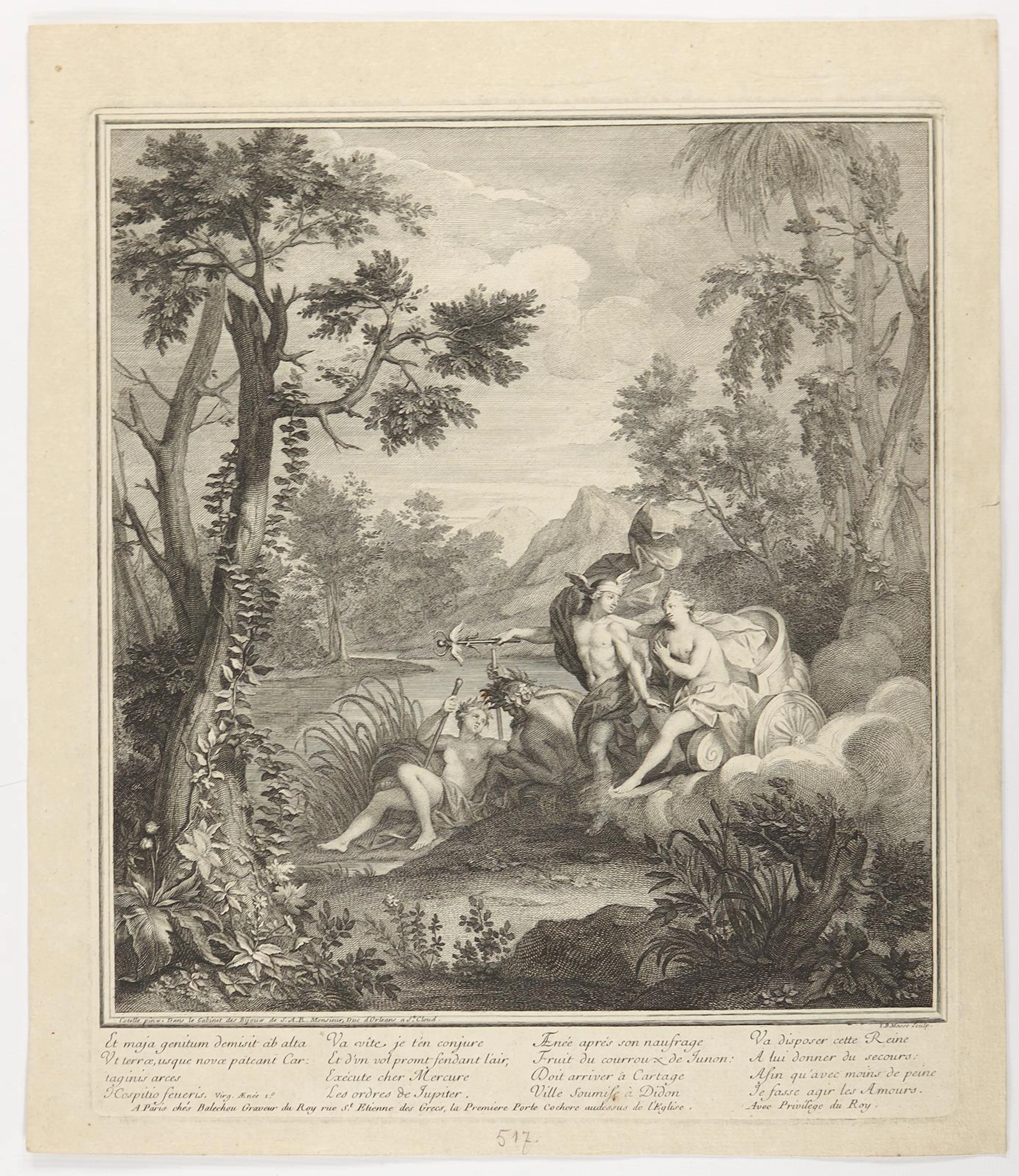 Massé, Jean-Baptiste (1687 Paris 1767). Venus und Merkur. Radierung