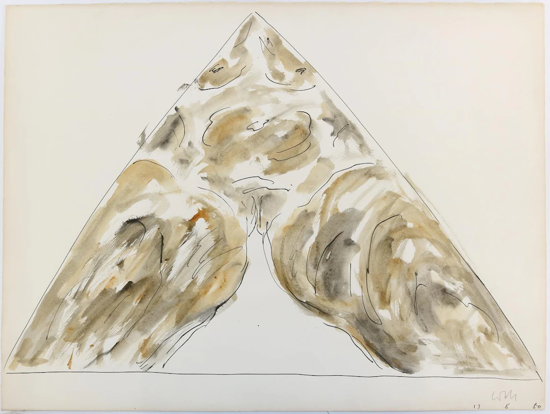 Loth, Wilhelm (1920-1993). Sitzende in einem Dreieck. Tusche mit Aquarell