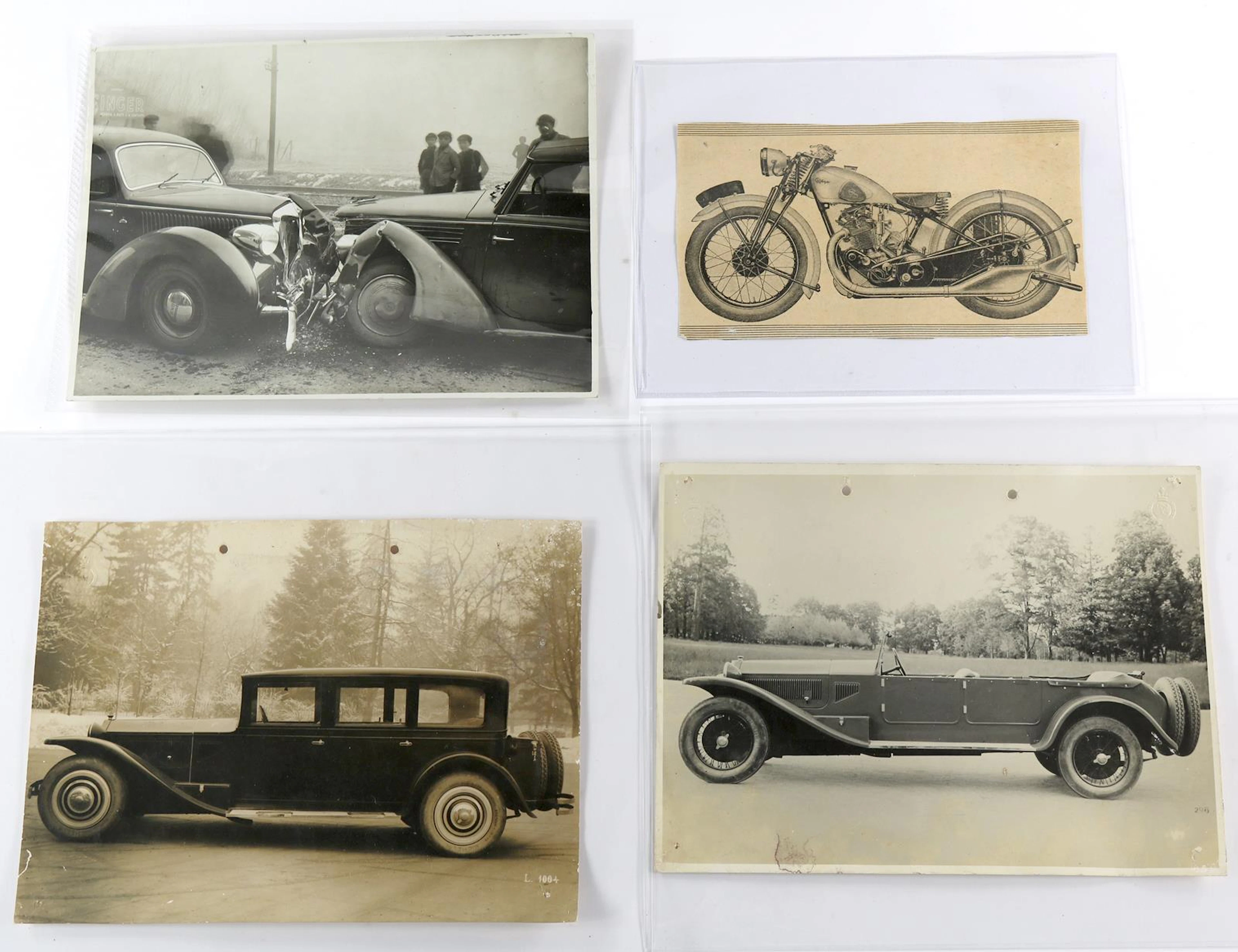 Lancia Modelle. 5 Photographien u. 7 Rasterdrucke