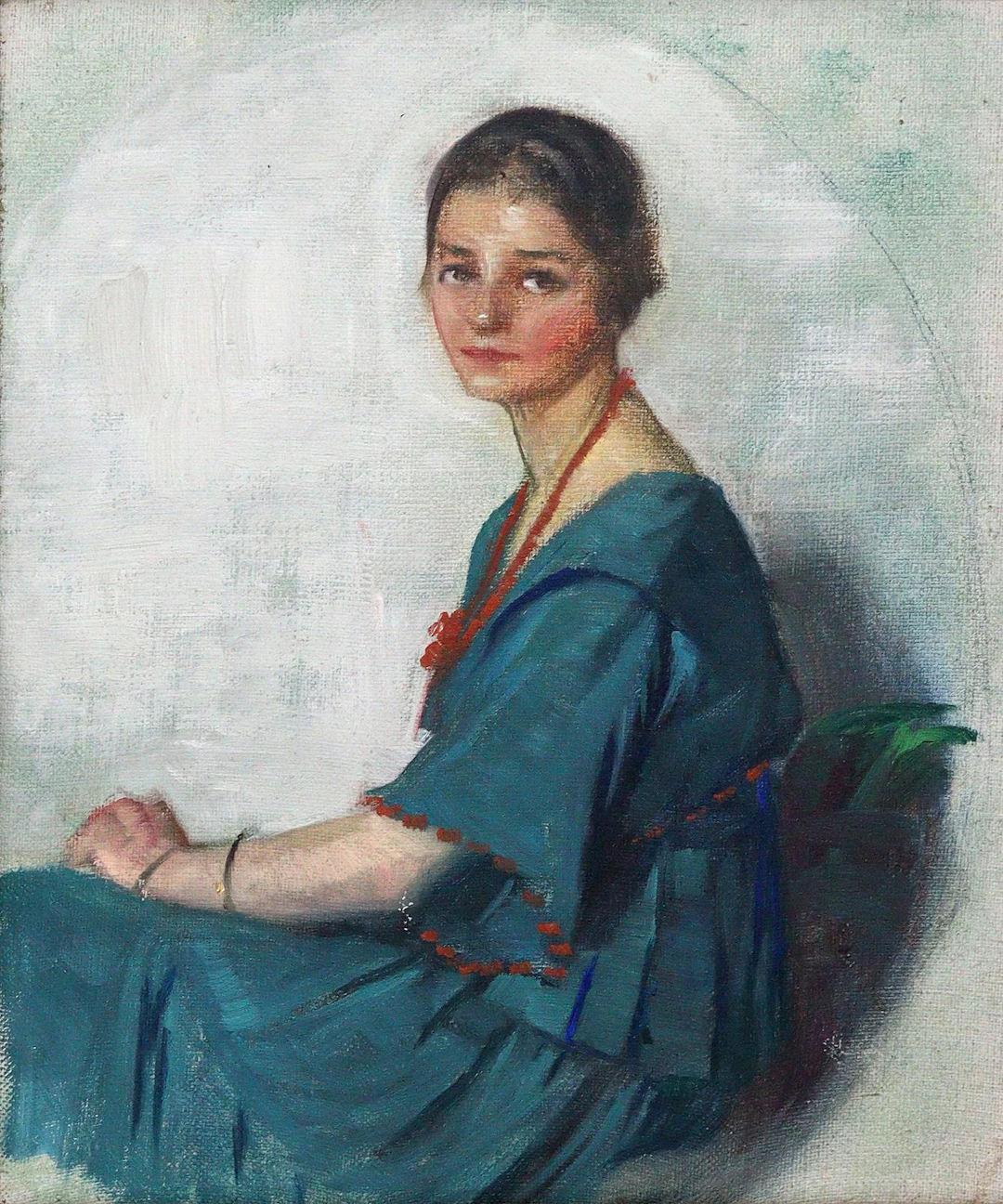 Frauenbildnisse. 5 Portraits junger Frauen. 19. - 20. Jh. Öl auf Lwd.