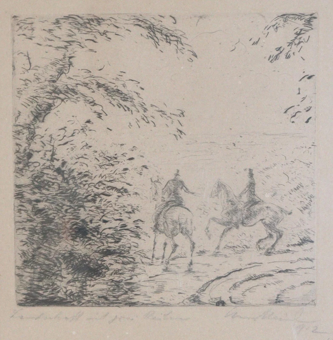 Meid, Hans (1863 Pforzheim - Ludwigsburg 1957). Landschaft mit zwei