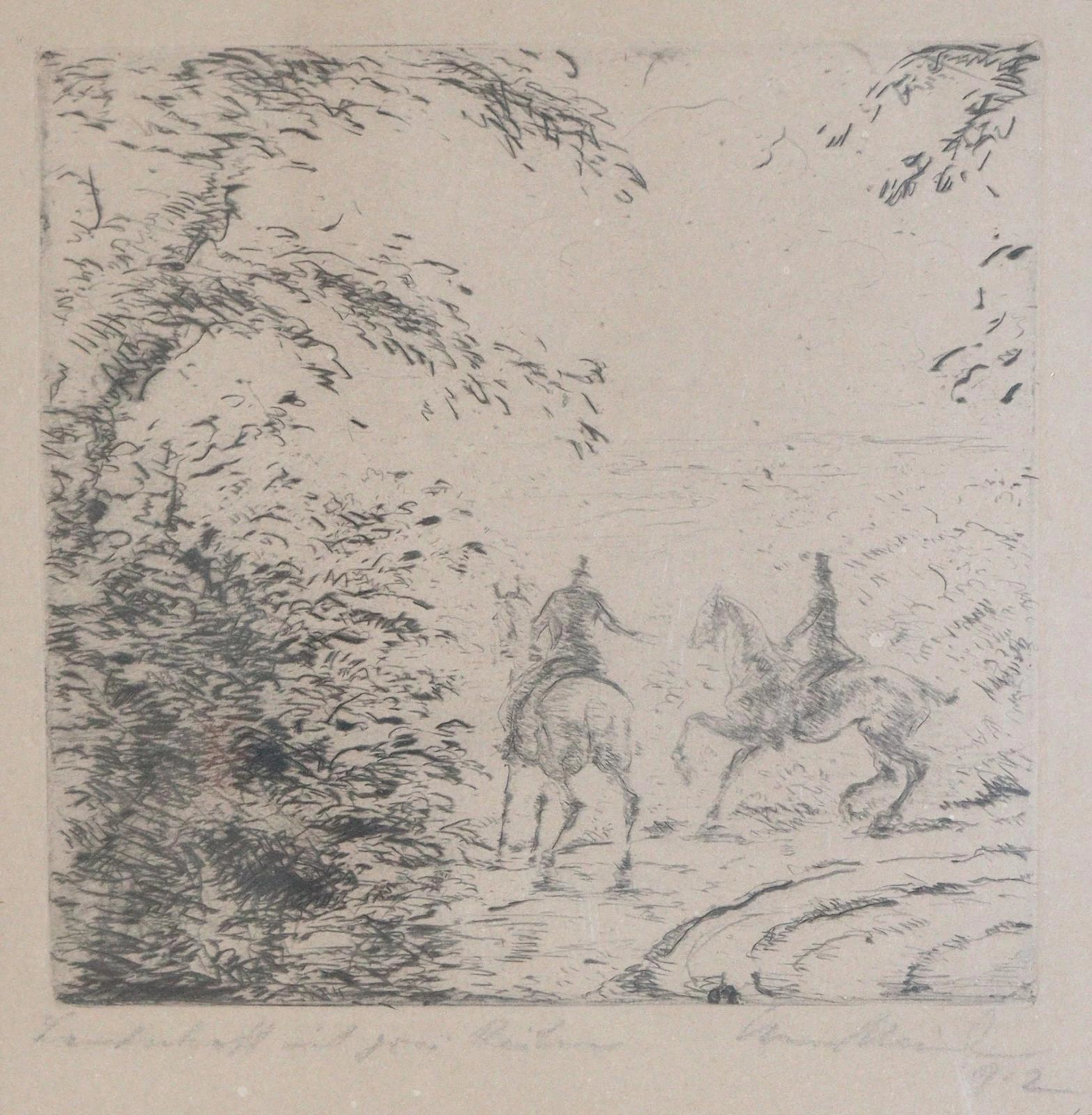Meid, Hans (1863 Pforzheim - Ludwigsburg 1957). Landschaft mit zwei