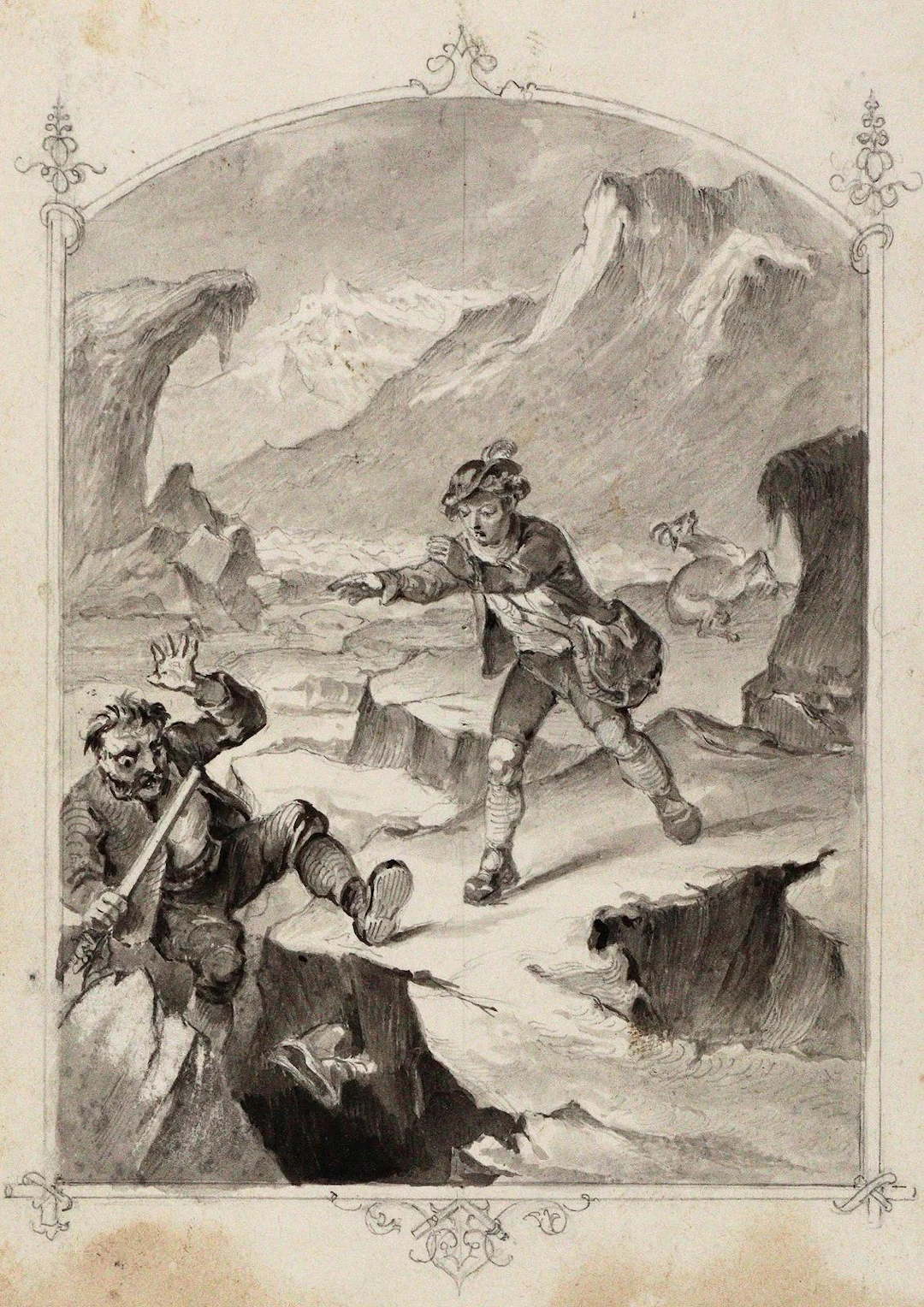 Mayer, Carl (1798 Nürnberg 1868). 4 Bll. Zeichnungen. Entwürfe zu