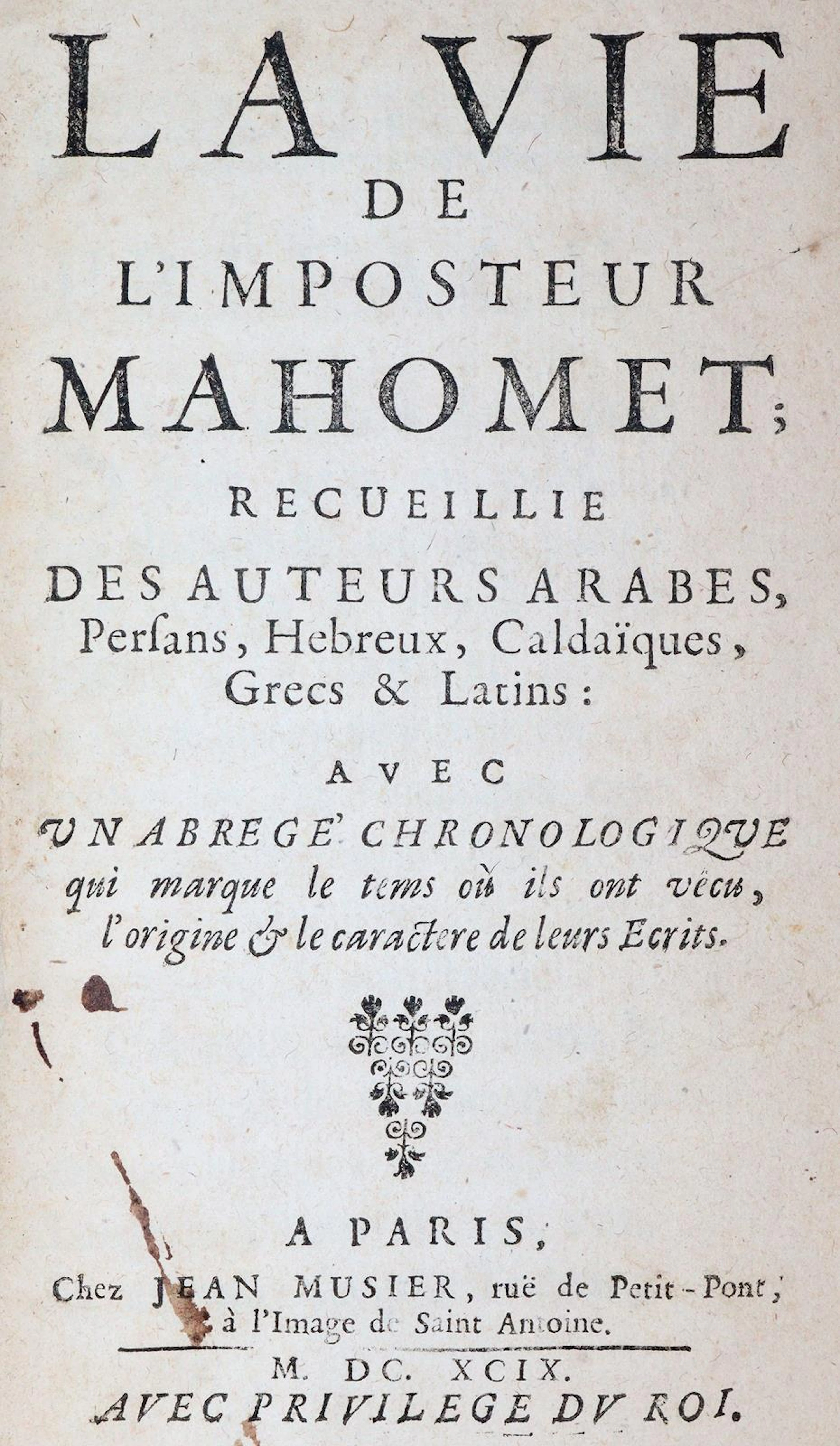 (Prideaux,H.). La vie de l'imposteur Mahomet