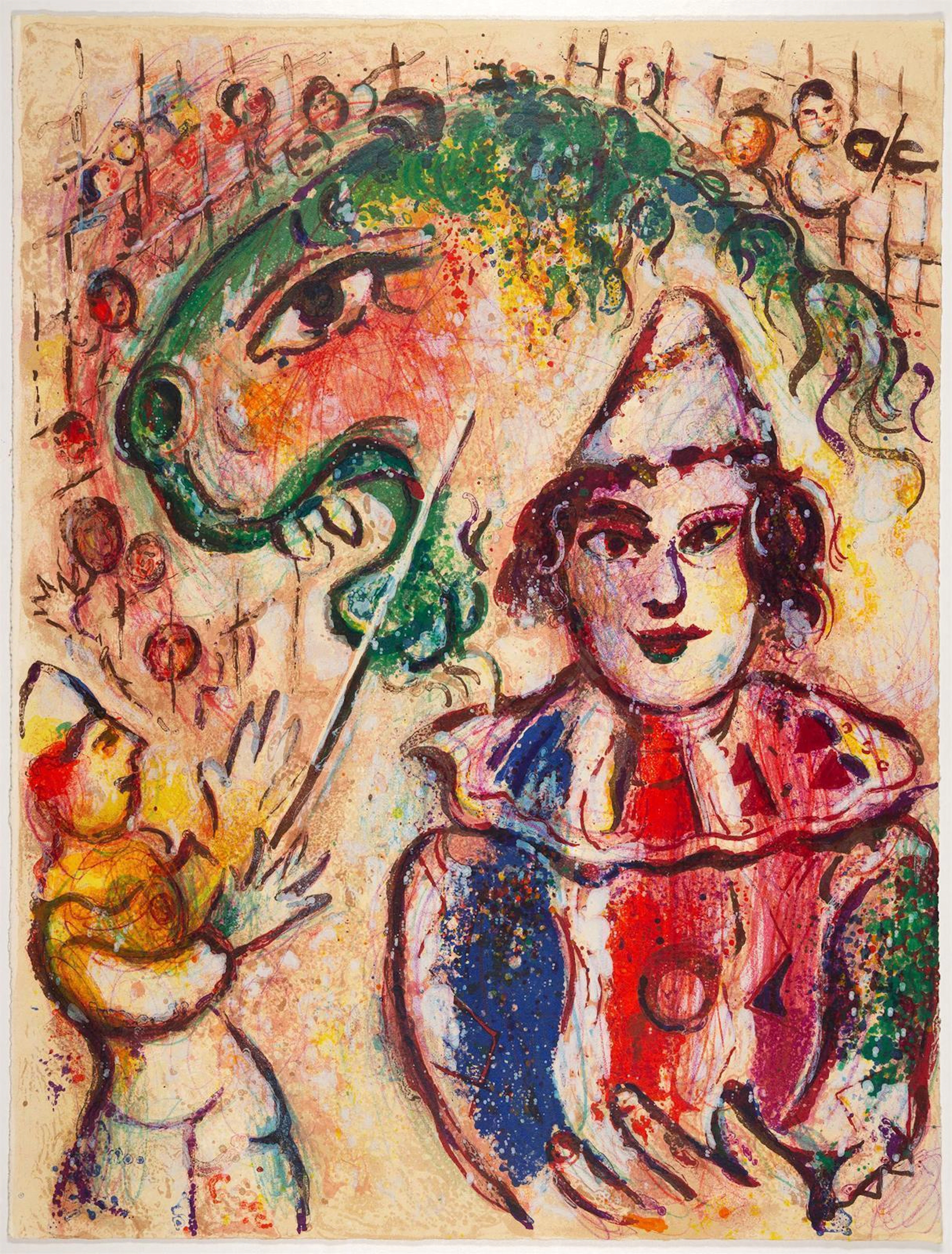 Chagall, Marc. Der Clown. Farblithographie aus "Le Cirque"