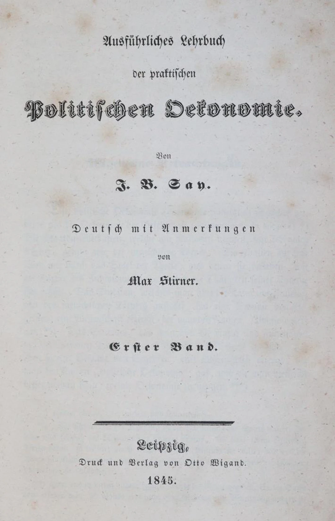 Say,J.B. Ausführliches Lehrbuch-der praktischen Politischen Ökonomie.