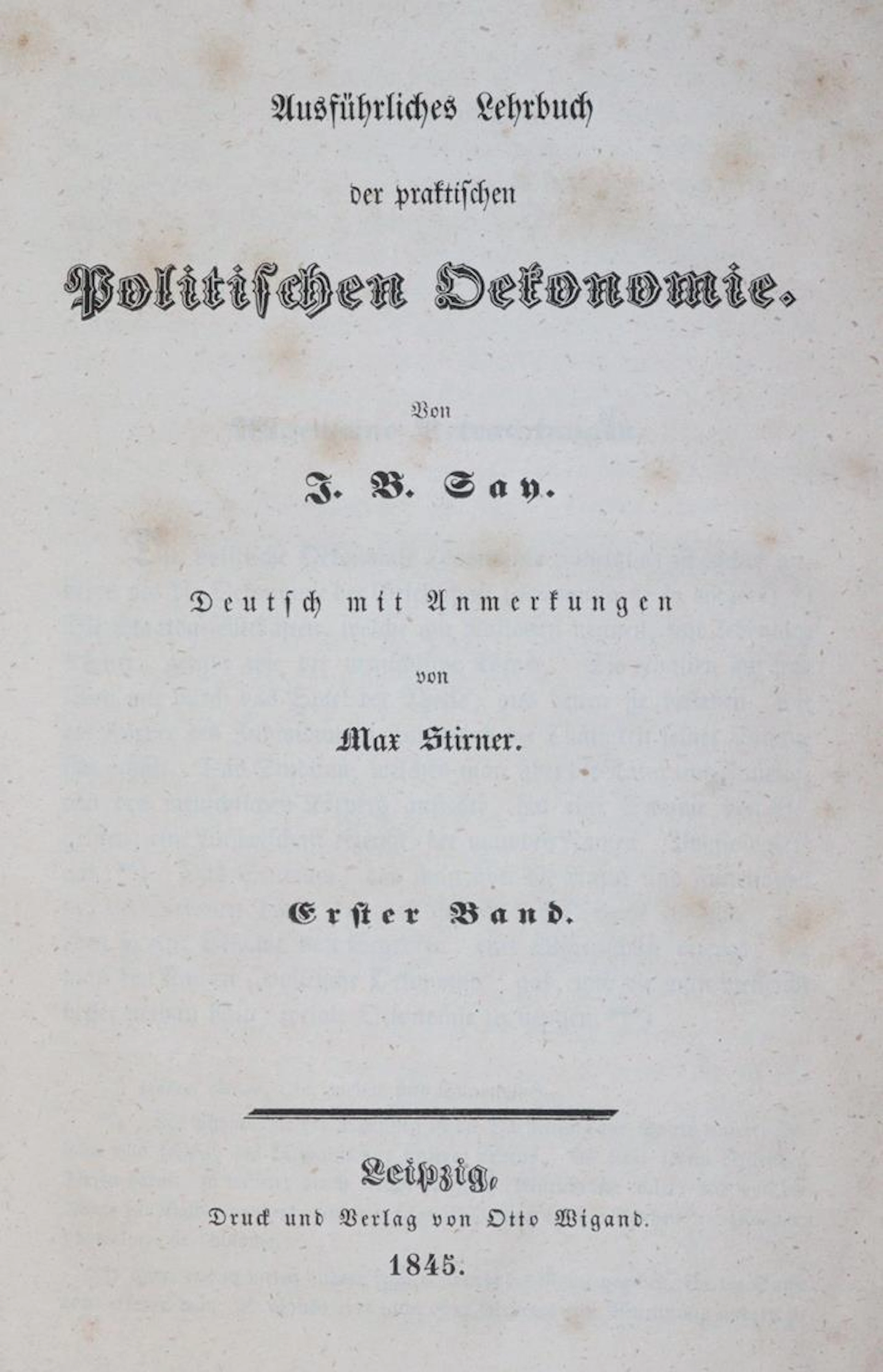 Say,J.B. Ausführliches Lehrbuch-der praktischen Politischen Ökonomie.