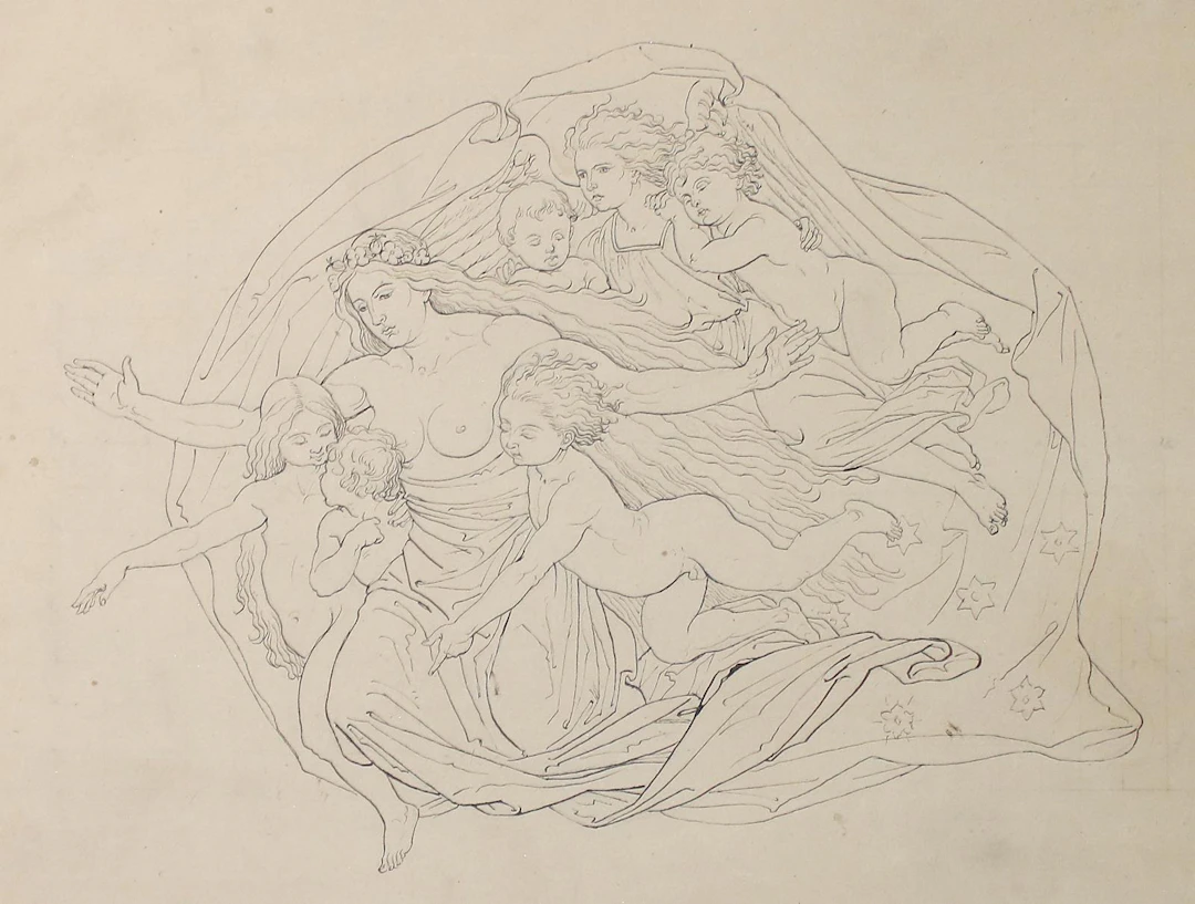 Genelli, Bonaventura (1798 Berlin - Weimar 1868) zugeschrieben. Schwebende.