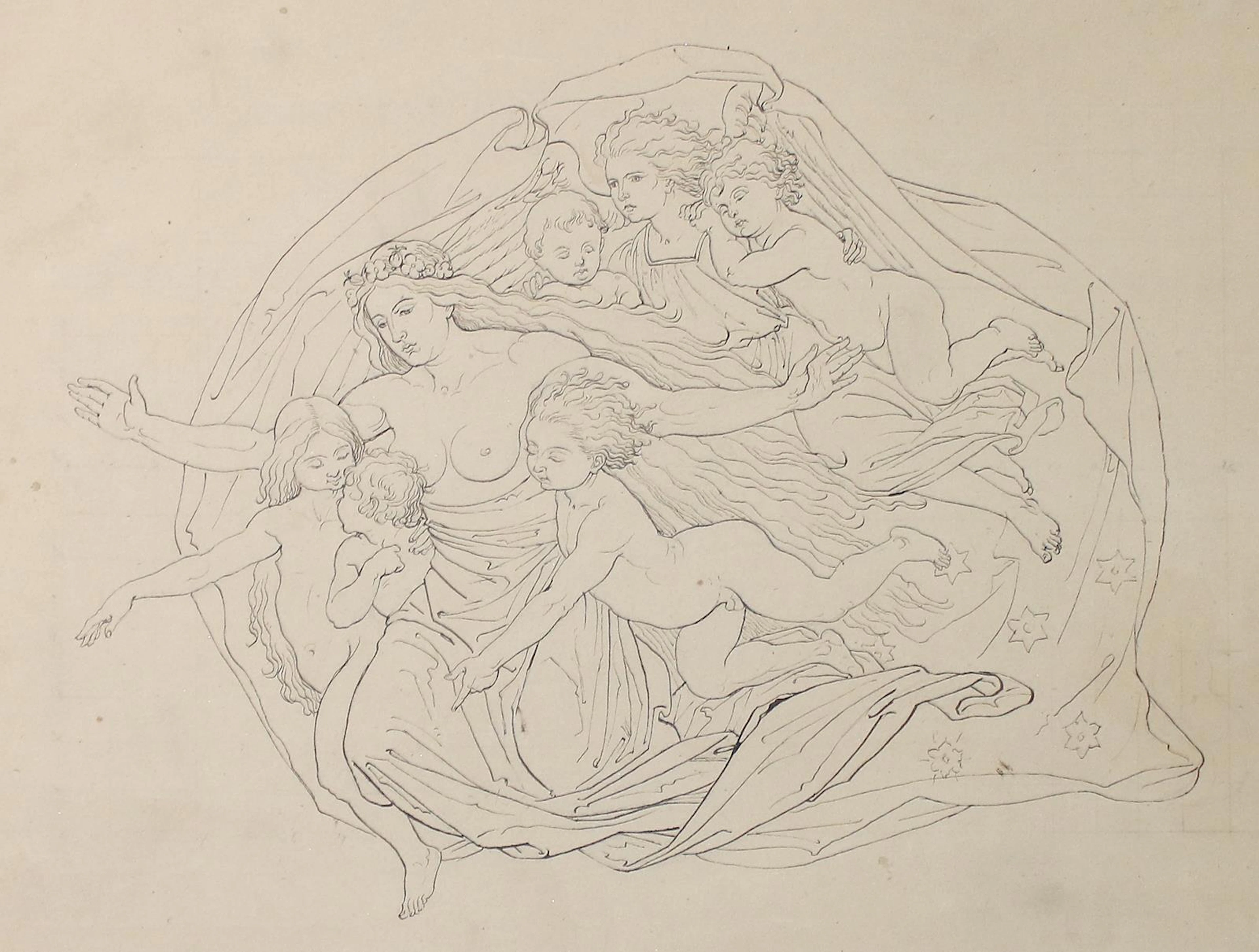 Genelli, Bonaventura (1798 Berlin - Weimar 1868) zugeschrieben. Schwebende.