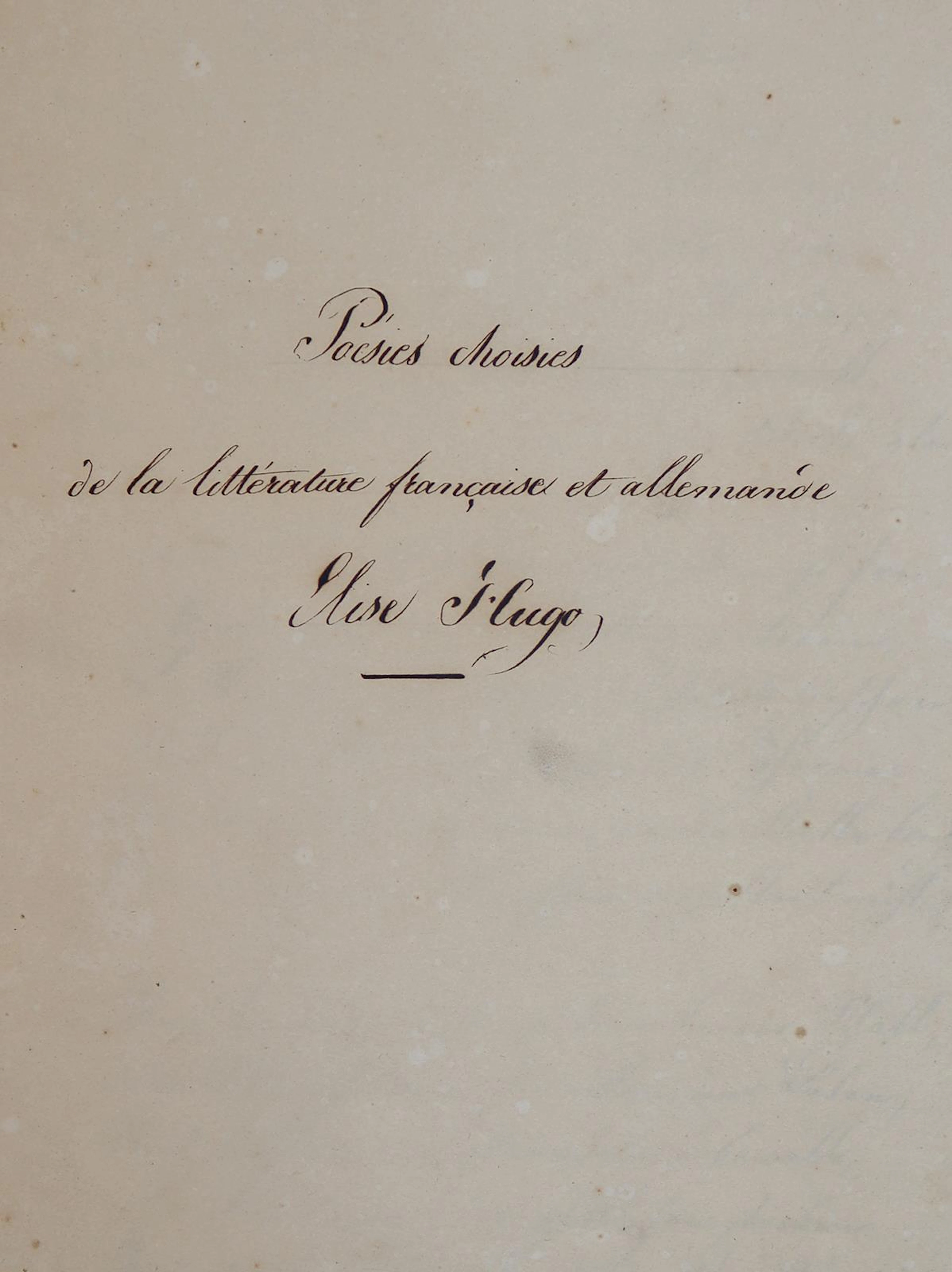 Hugo, Elise. Poésies choisies de la littérature française et allemande.