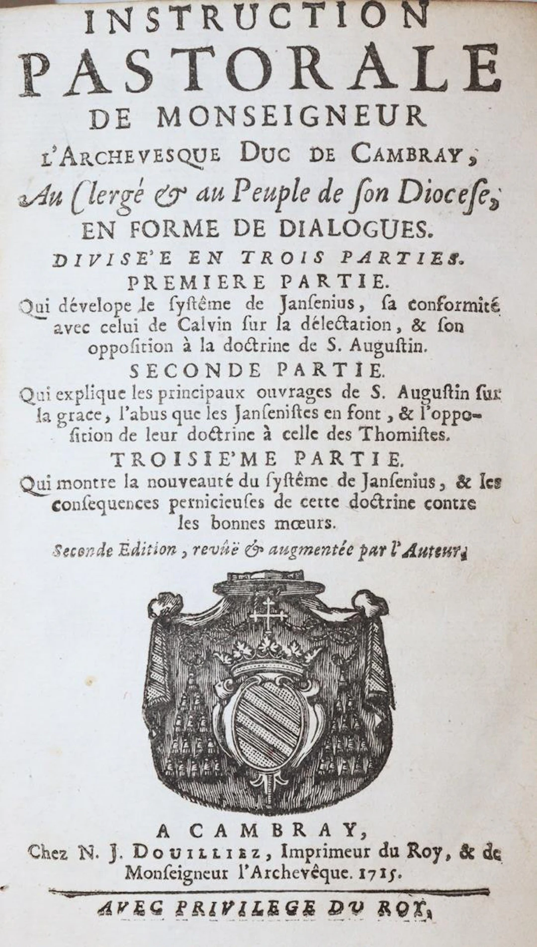 (Fenelon de Salignac de la Mothe,F.). Instruction pastorale de Monseigneur