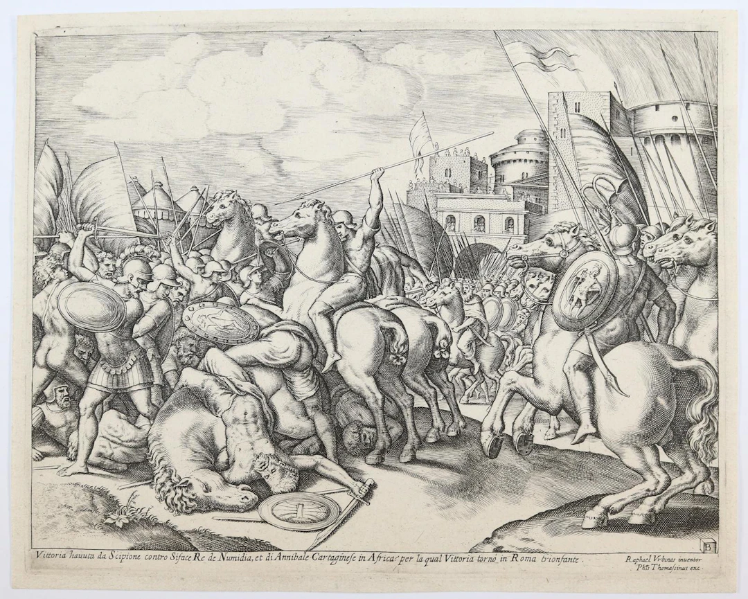Meister B mit dem Würfel (1530-1560 in Rom tätig). Sieg des Scipio