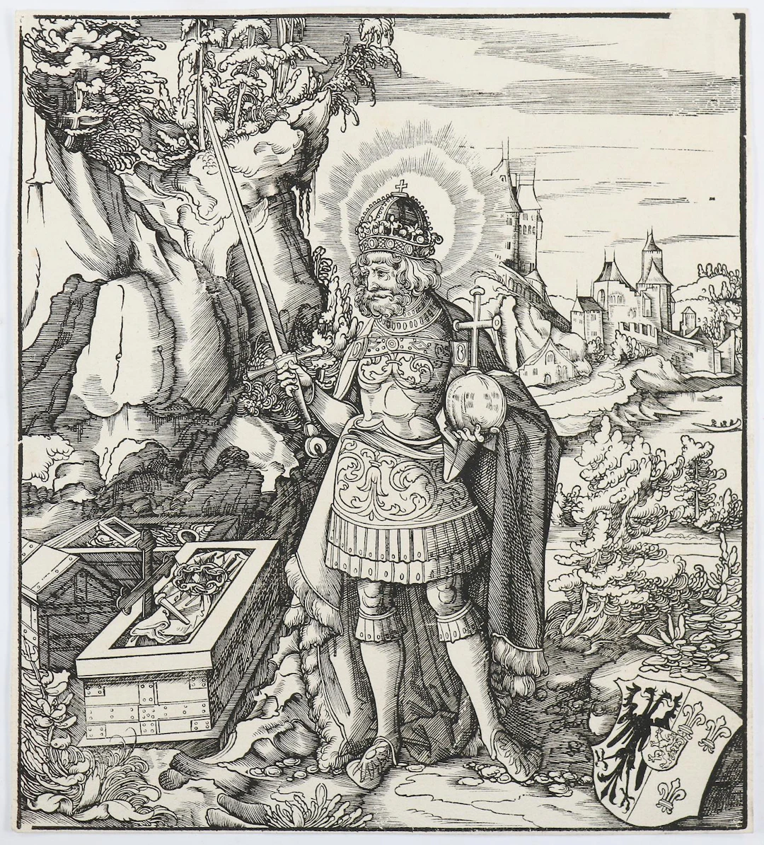 Beck, Leonhard (1480 Augsburg 1542) nach. Karl der Große. Holzschnitt