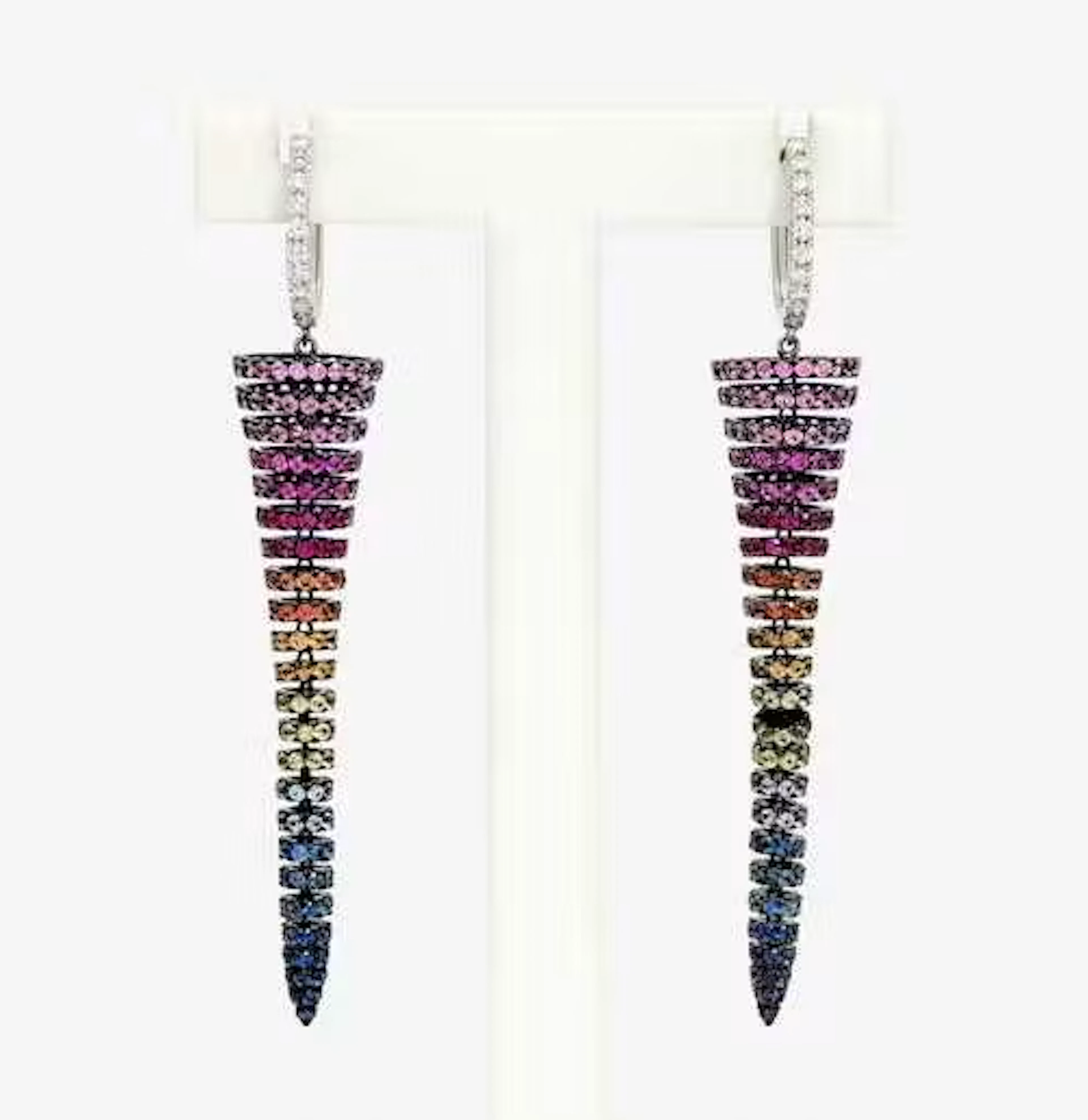 MULTIGEM AND DIAMOND EAR PENDANTS