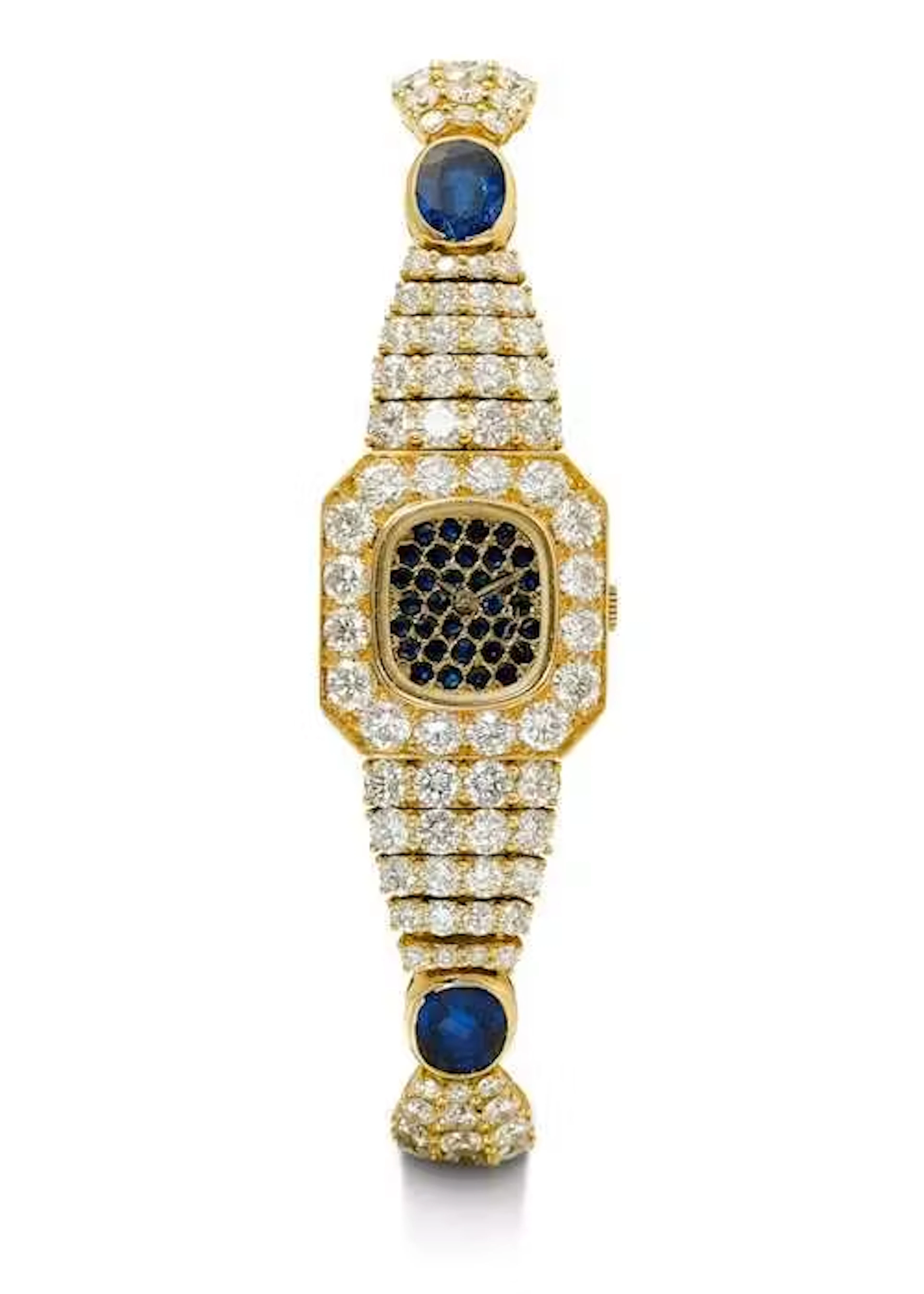 Piaget, highly attractive and rare jewelled watch with sapphires and