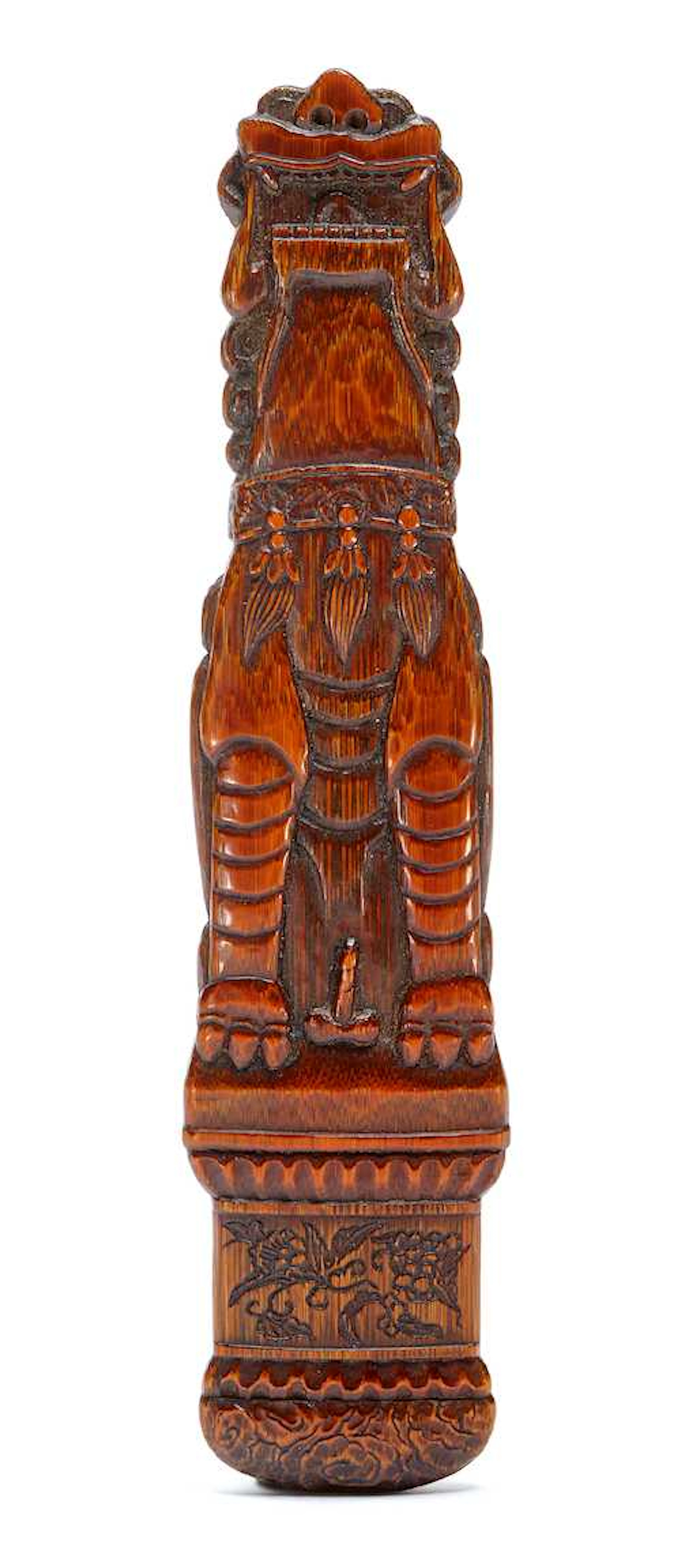 A BAMBOO SASHI NETSUKE OF THE TODAIJI SHISHI