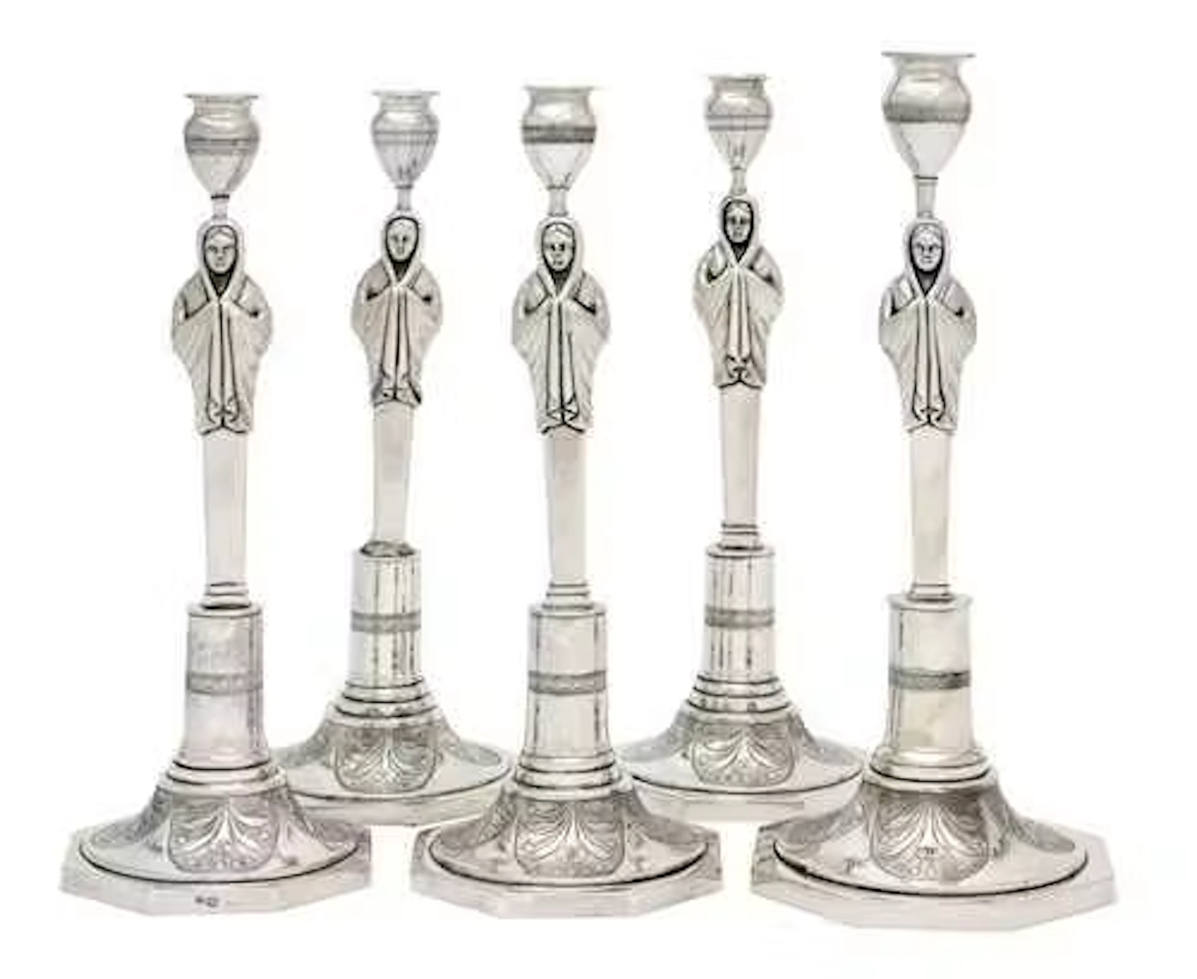 SET OF FIVE CANDLESTICKS